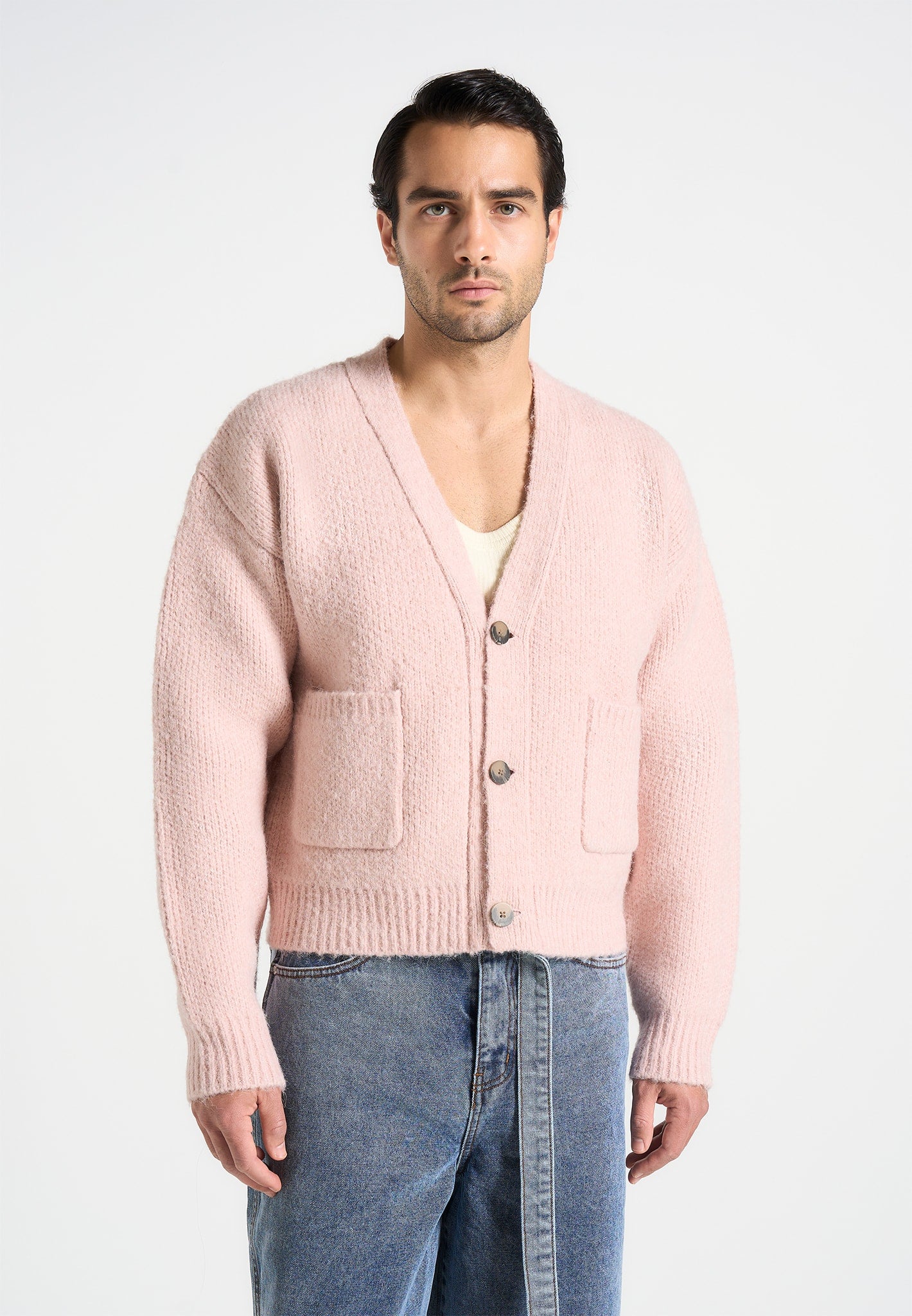 Unisex Heavyweight Knit Cardigan with V-Neck & Pockets | Charlie