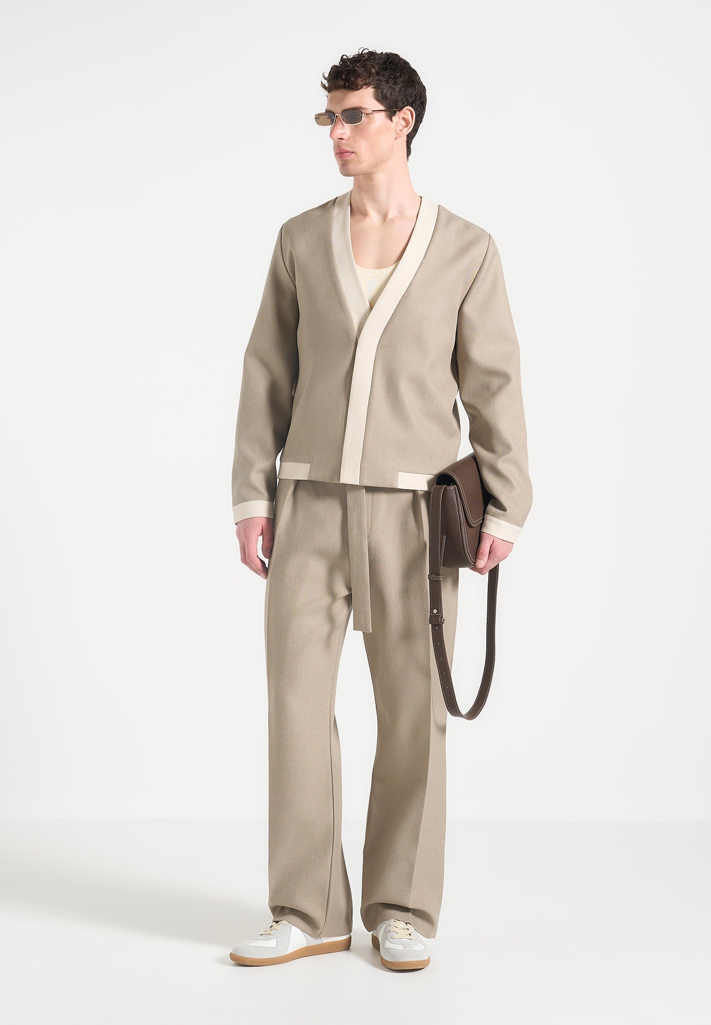 Tailored Cardigan with Contrast Placket - Clovis | Minimalist Knit for Layering