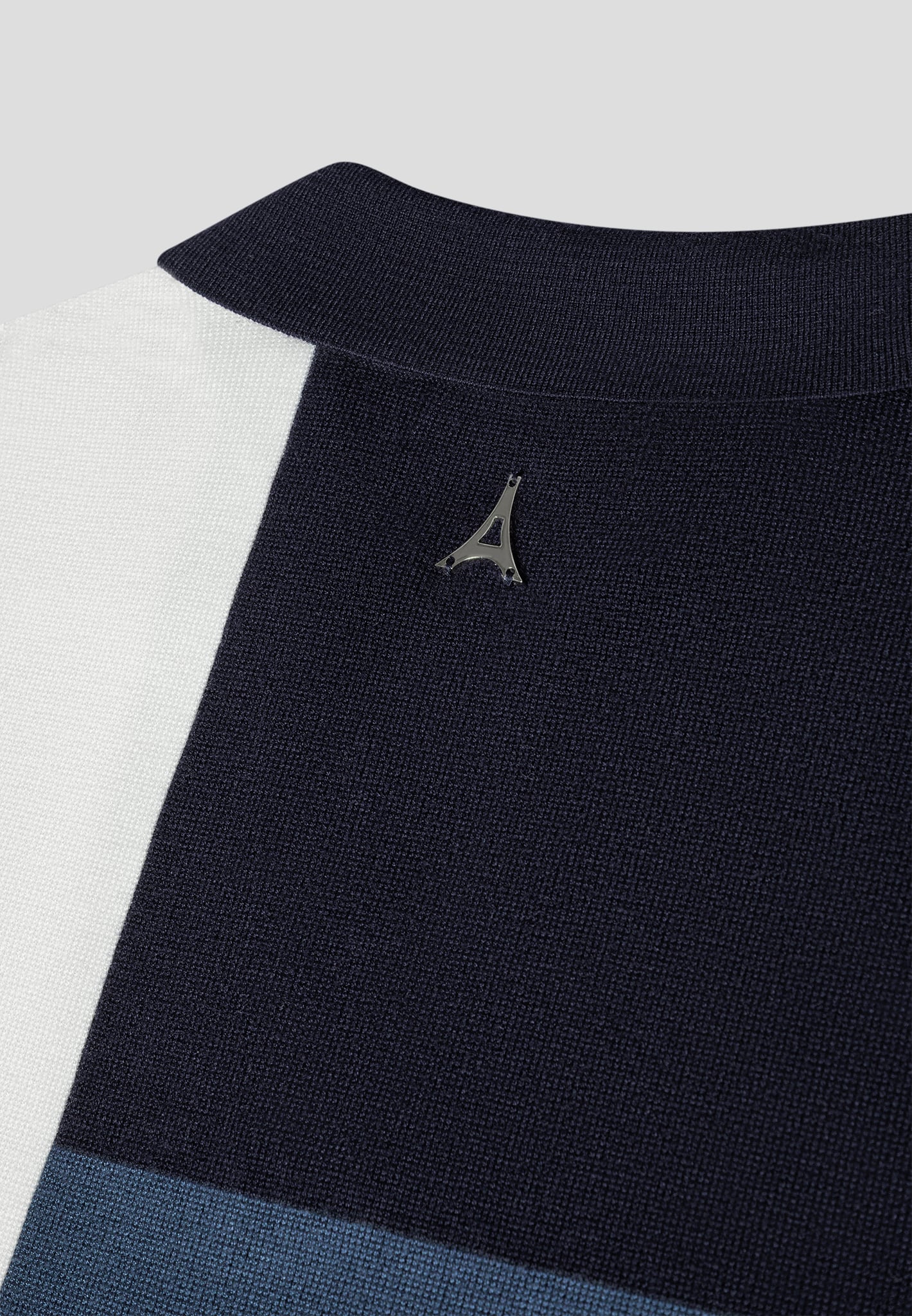 Color Block Knit Polo Shirt with Revere Collar | Navy & Steel Blue