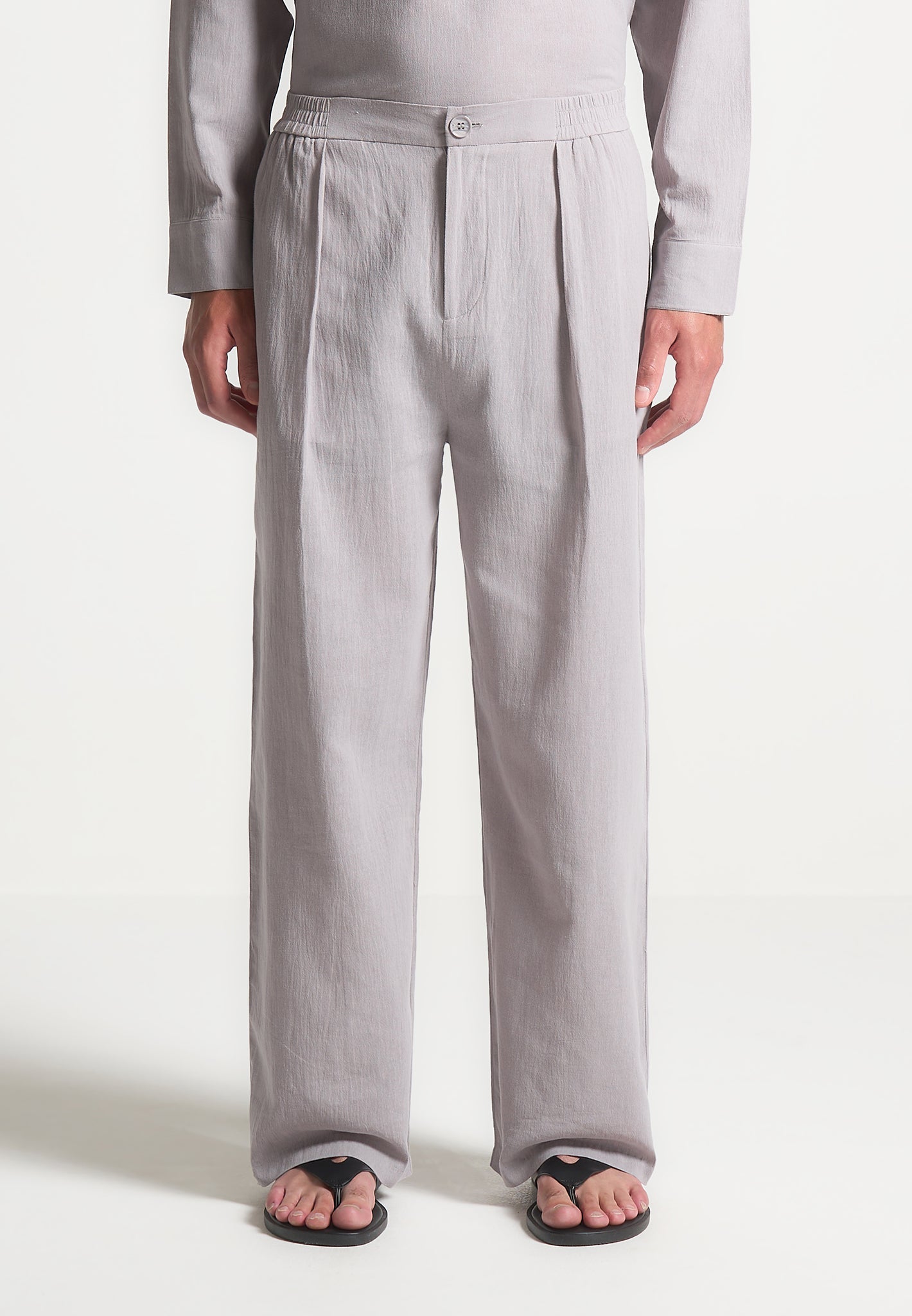 Breathable Crinkled Linen Trousers for Summer | Relaxed Fit & Elastic Waist
