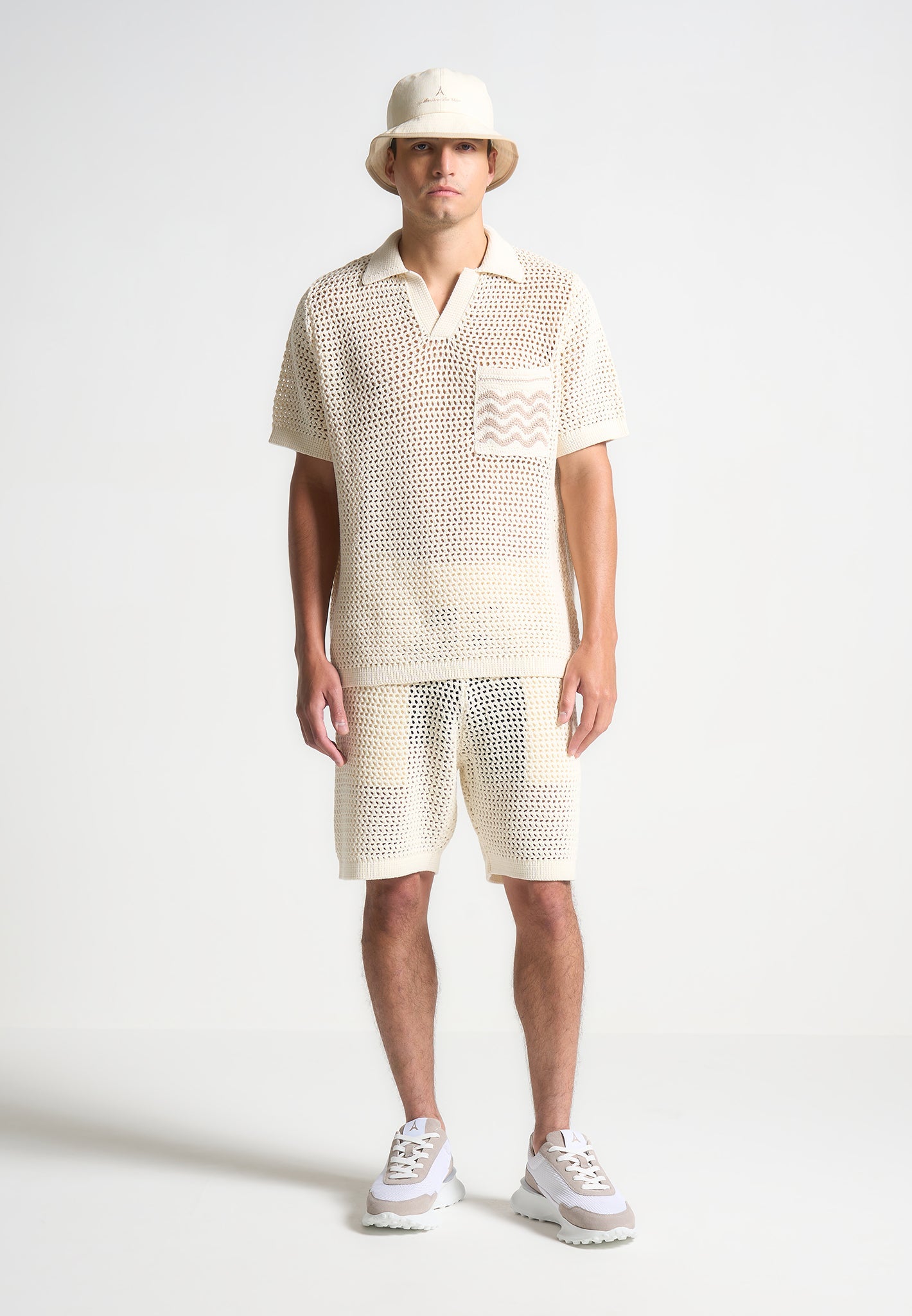 Crochet Knit Polo Shirt for Men - Breathable Cotton & Relaxed Fit | Manière De Voir