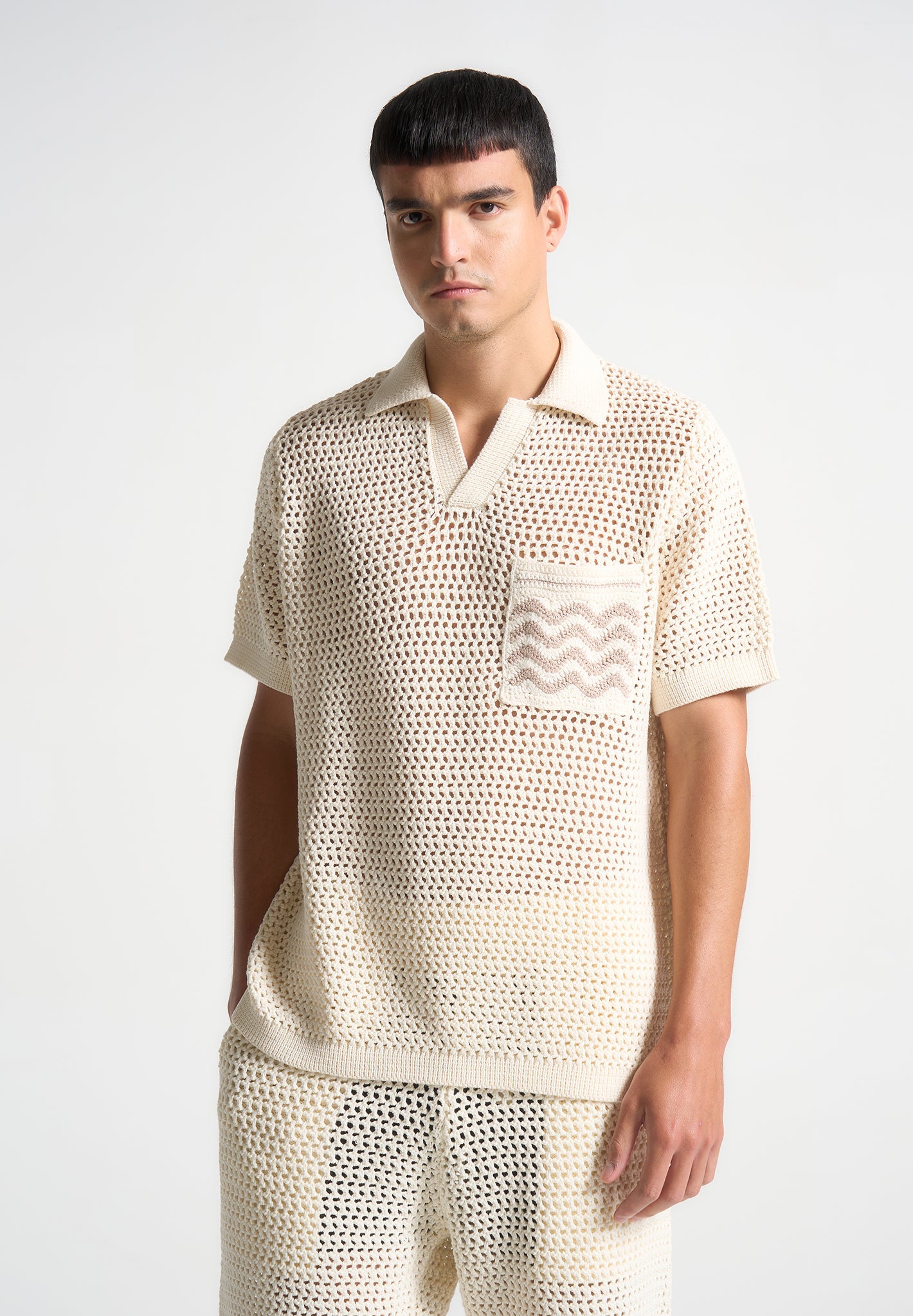 Crochet Knit Polo Shirt for Men - Breathable Cotton & Relaxed Fit | Manière De Voir