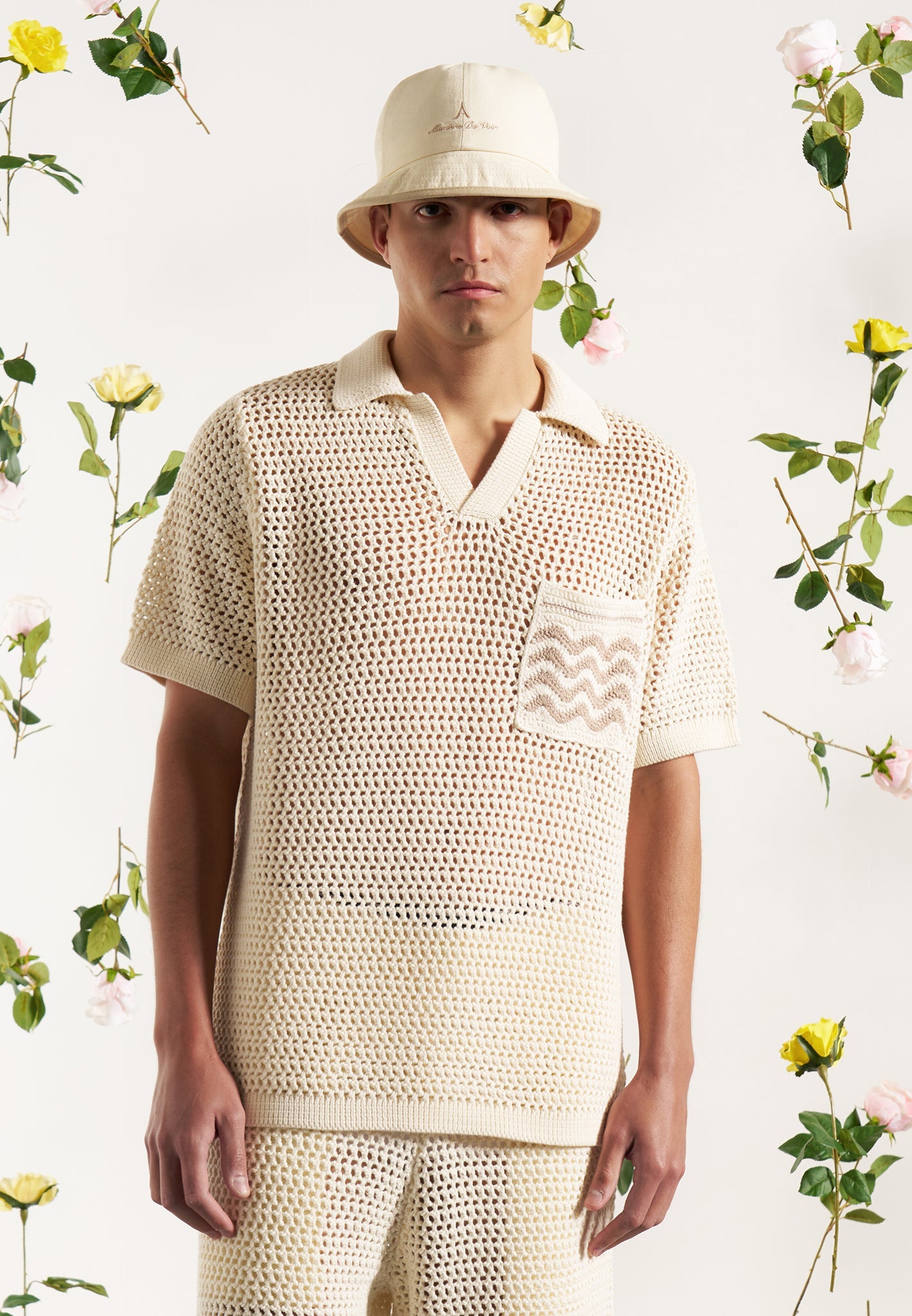 Crochet Knit Polo Shirt for Men - Breathable Cotton & Relaxed Fit | Manière De Voir