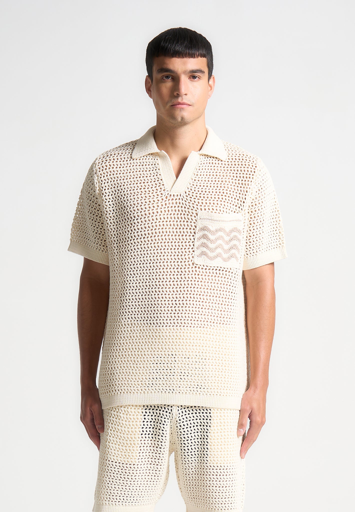 Crochet Knit Polo Shirt for Men - Breathable Cotton & Relaxed Fit | Manière De Voir