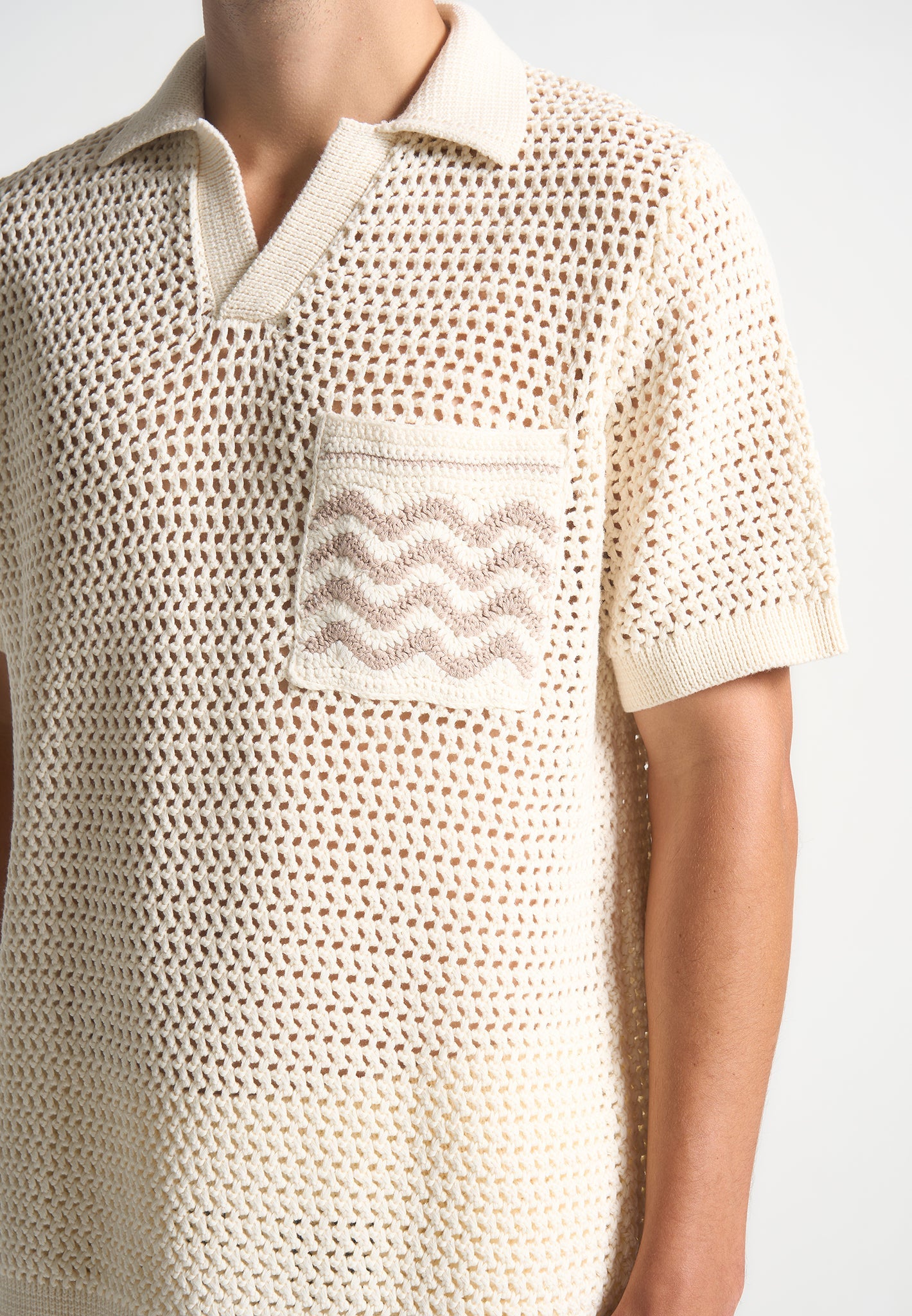 Crochet Knit Polo Shirt for Men - Breathable Cotton & Relaxed Fit | Manière De Voir