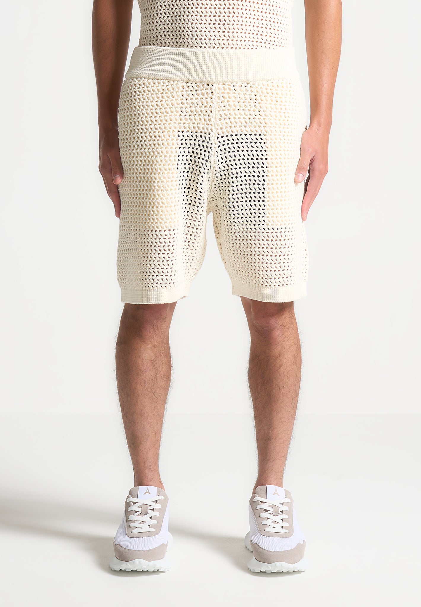 Crochet Knit Shorts with Elastic Waistband & Drawcord | Manière De Voir