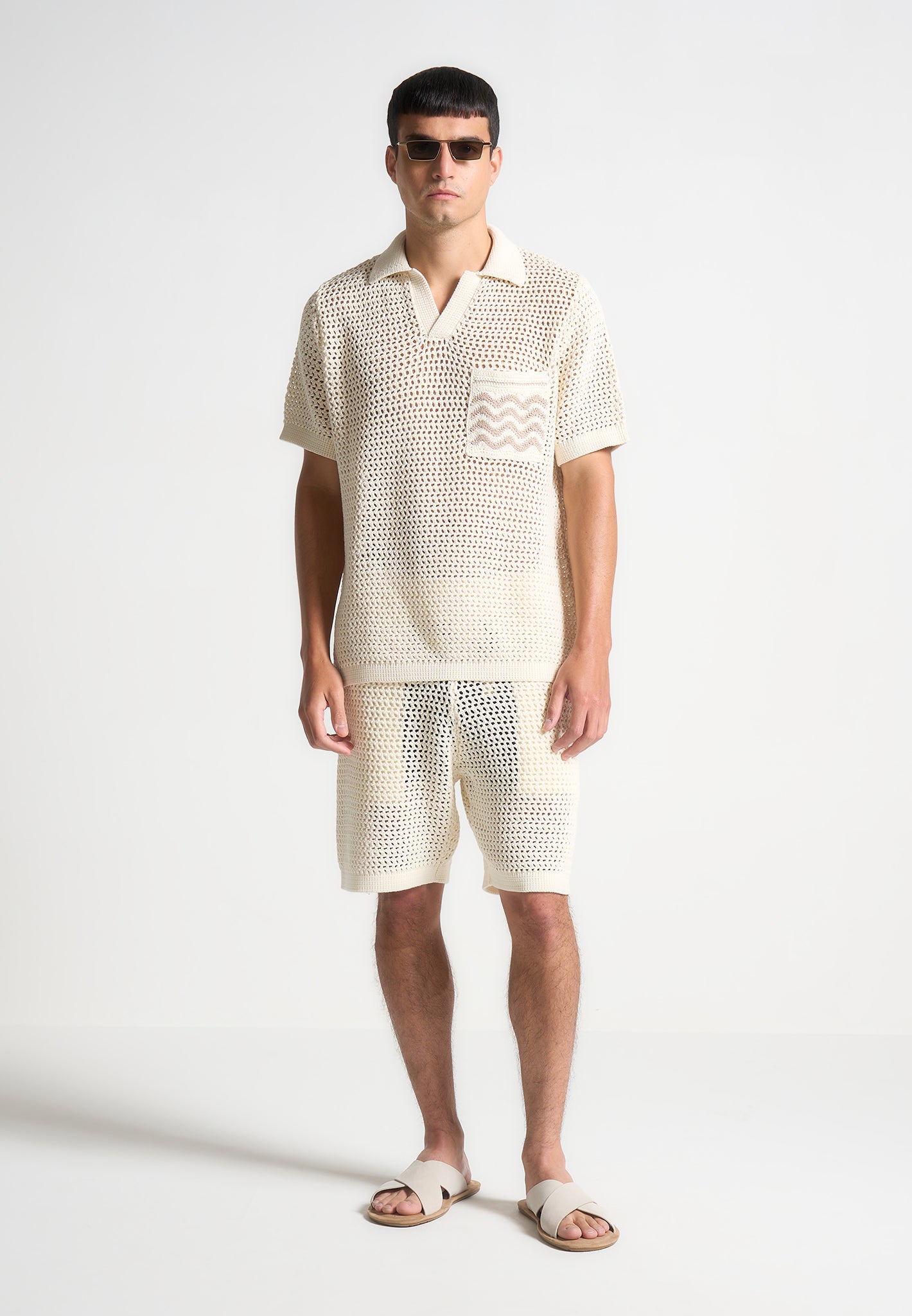 Crochet Knit Shorts with Elastic Waistband & Drawcord | Manière De Voir
