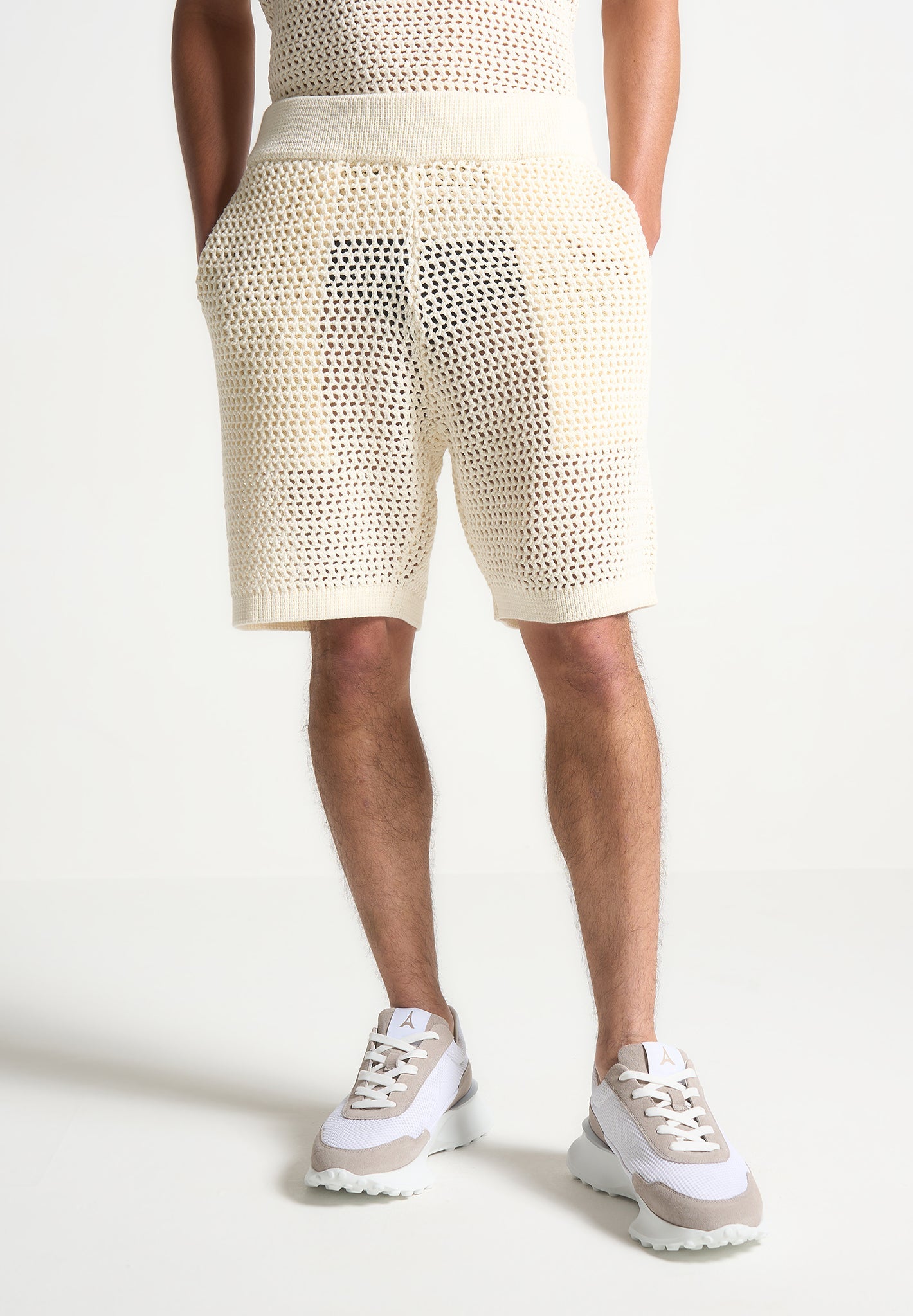 Crochet Knit Shorts with Elastic Waistband & Drawcord | Manière De Voir