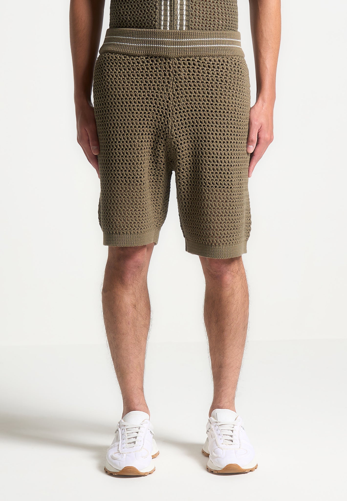 Crochet Knit Stripe Shorts with Elastic Waistband | Manière De Voir