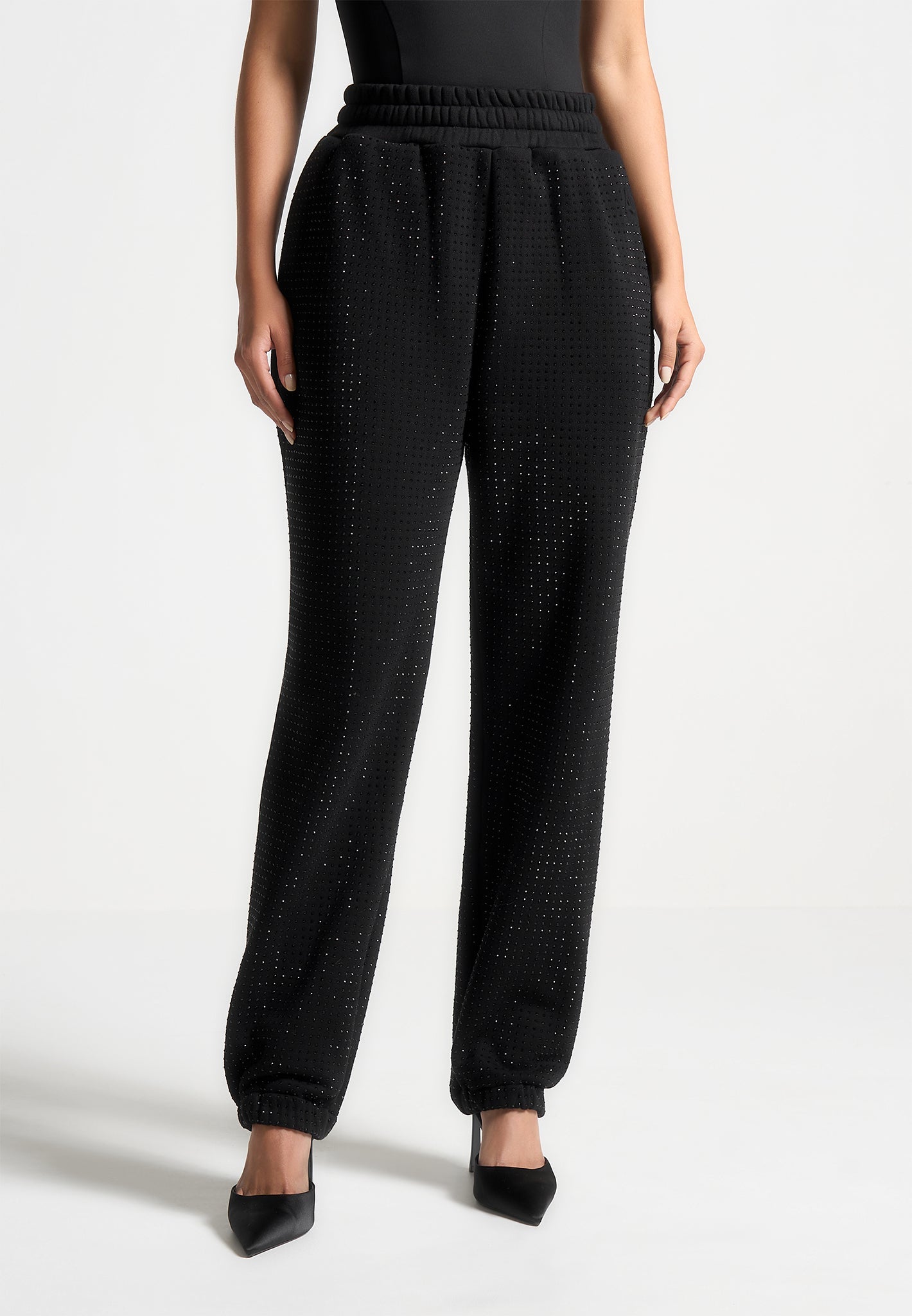 Rhinestone Joggers for Women - Black Cuffed Pants | Manière De Voir