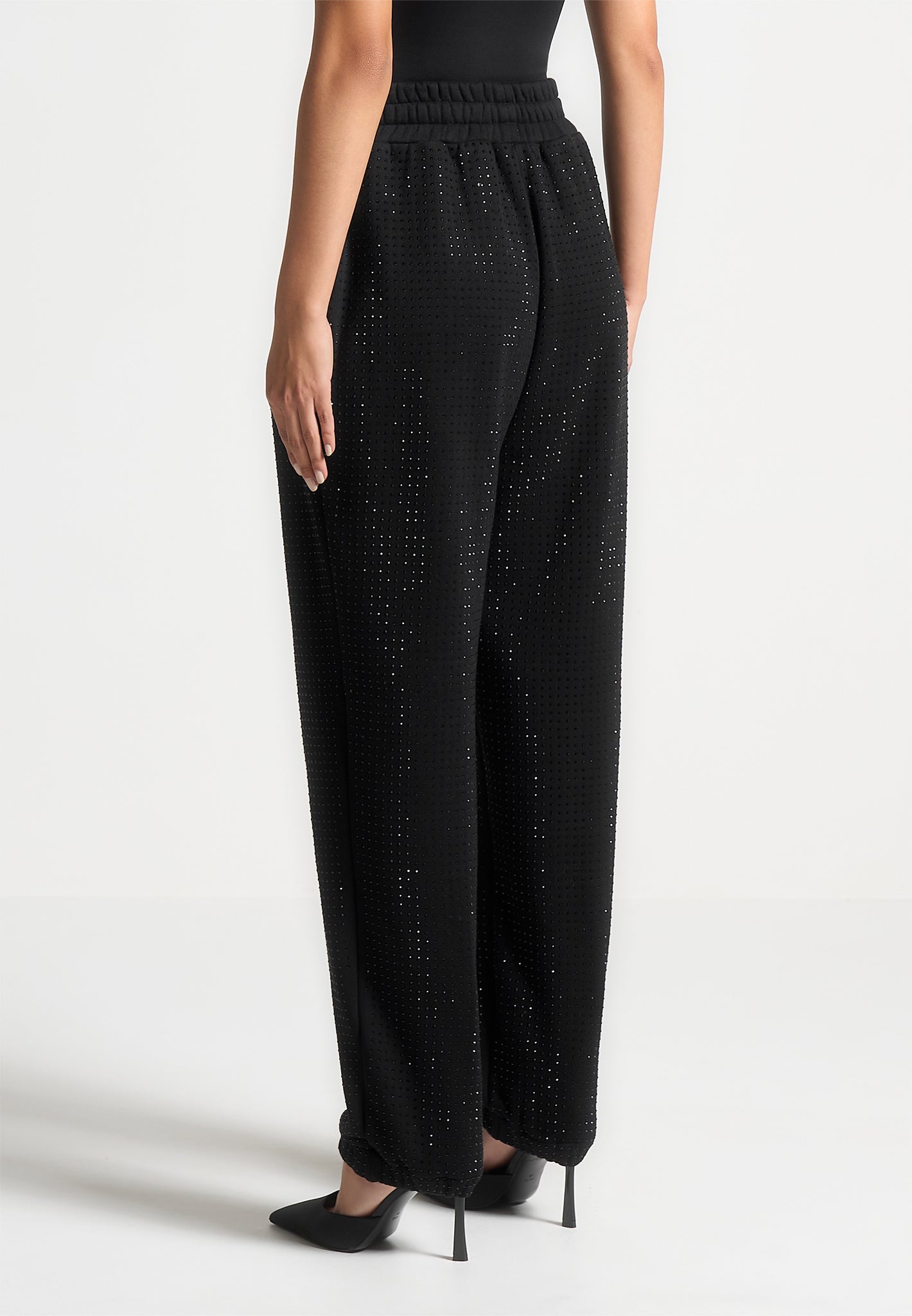 Rhinestone Joggers for Women - Black Cuffed Pants | Manière De Voir