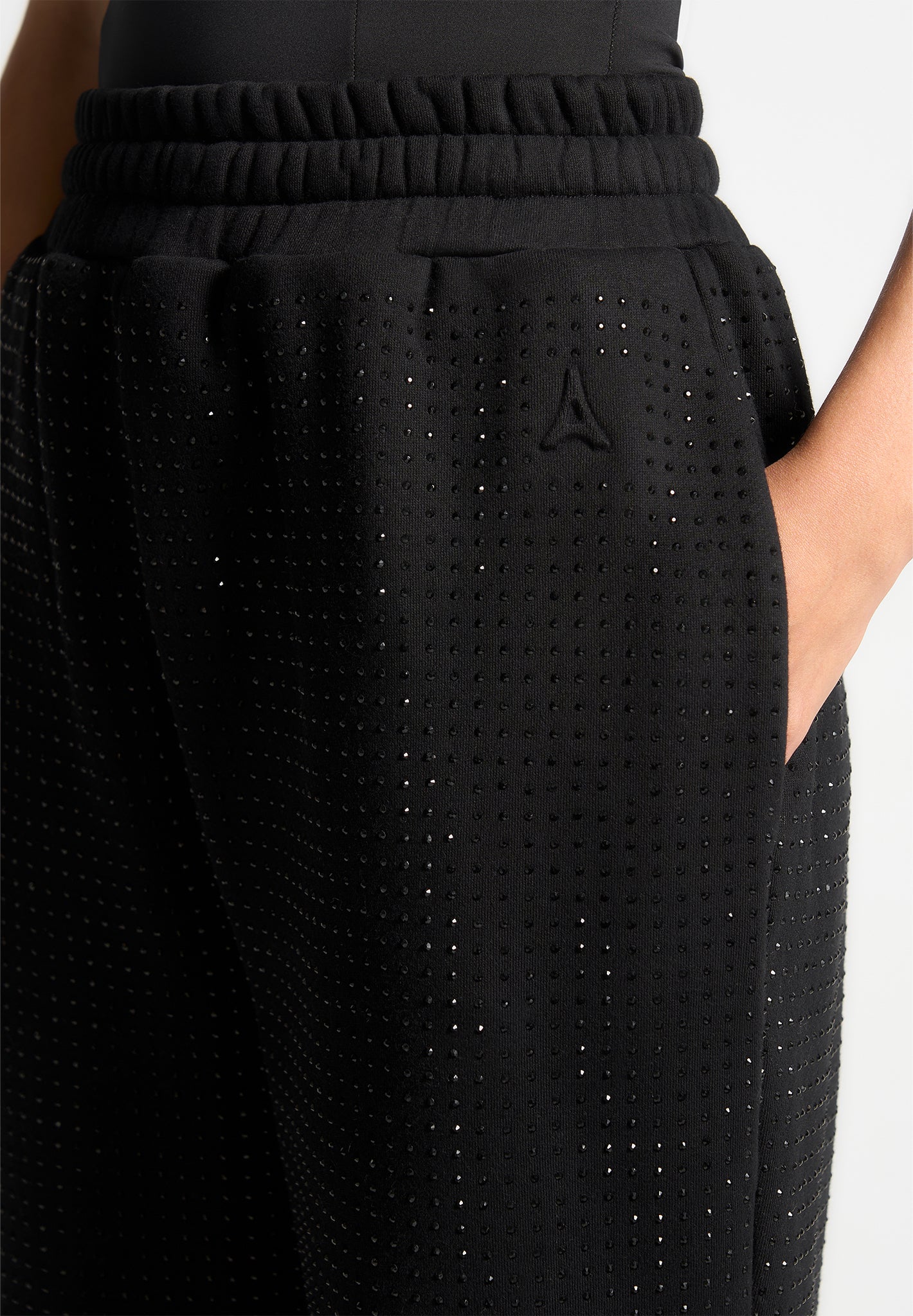Rhinestone Joggers for Women - Black Cuffed Pants | Manière De Voir