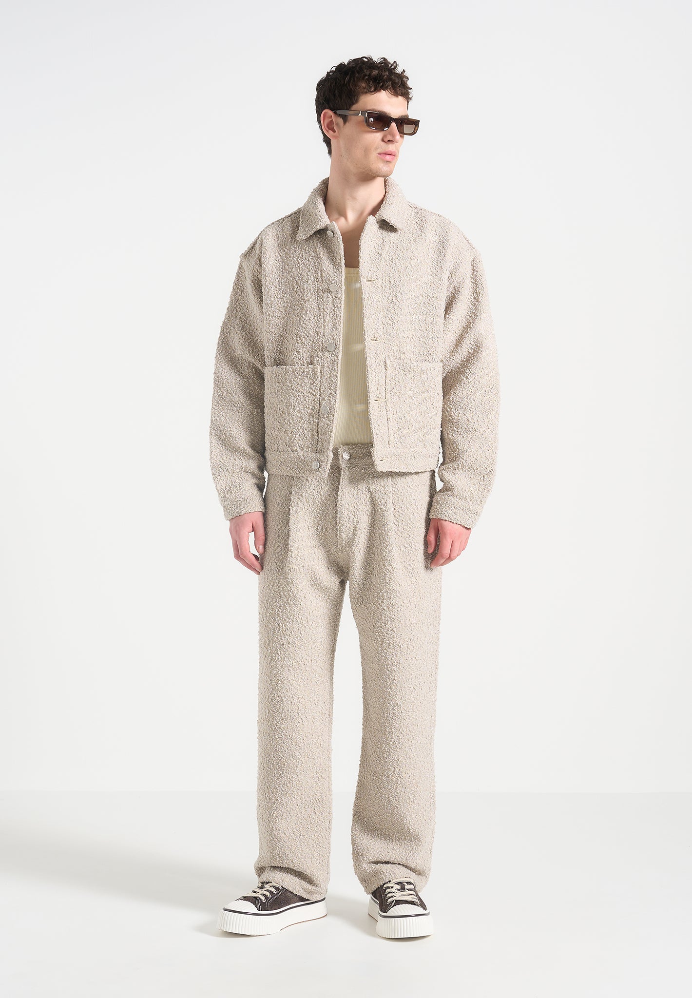 Bouclé Jacket with Back Pleat & Cropped Cut | Damien