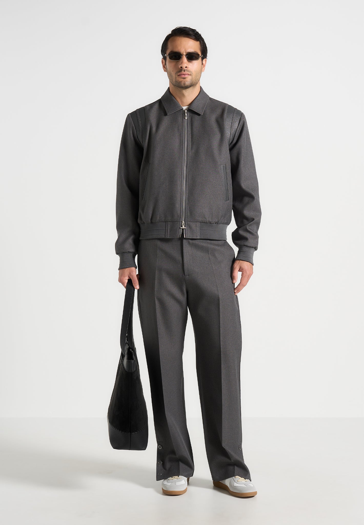 Tailored Varsity Jacket with Vegan Leather Panels | Manière De Voir