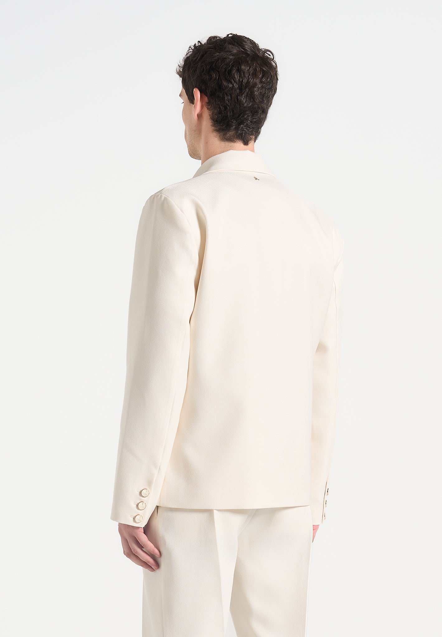 Double Breasted Pinstripe Suit Jacket with Peak Lapels | Didier