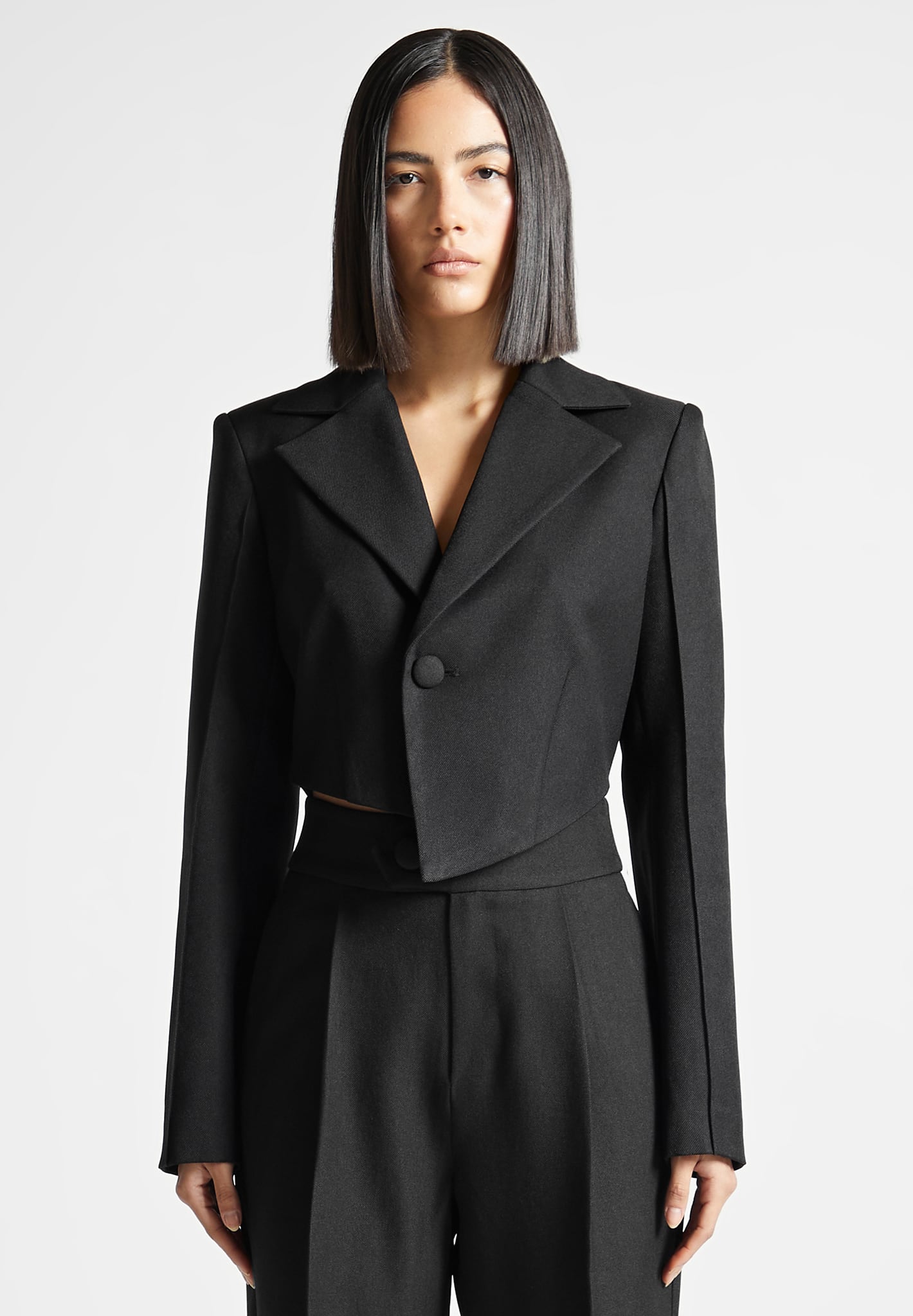 Asymmetric Cropped Blazer for Women - Tailored Fit & Button Closure | Dina