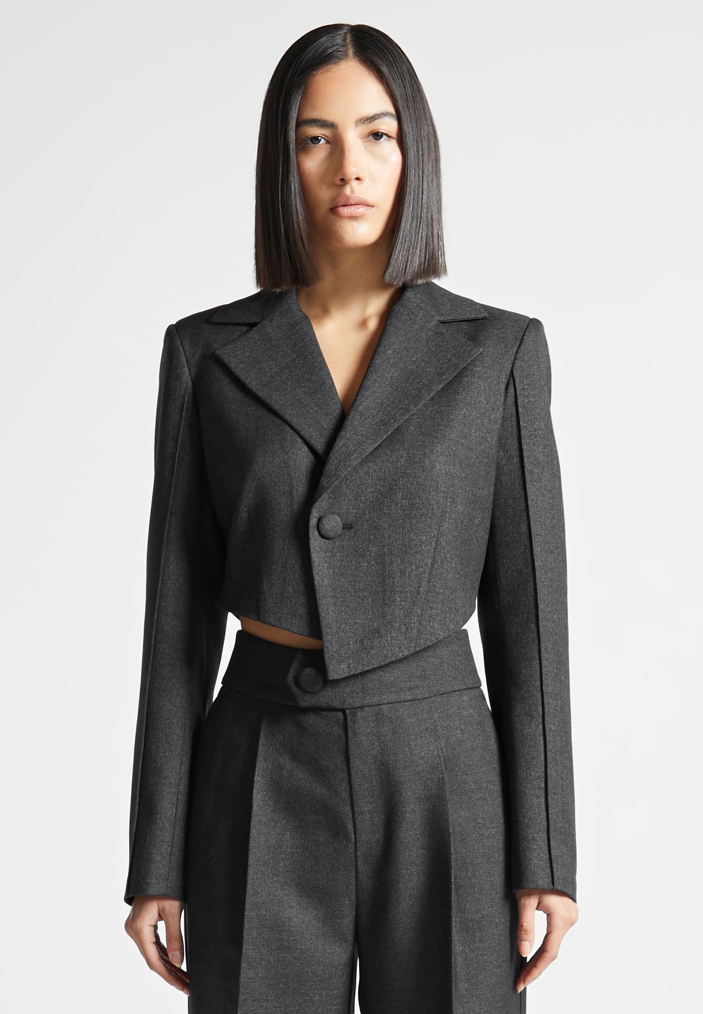 Asymmetric Cropped Blazer for Women | Tailored Fit & Button Closure | Dina