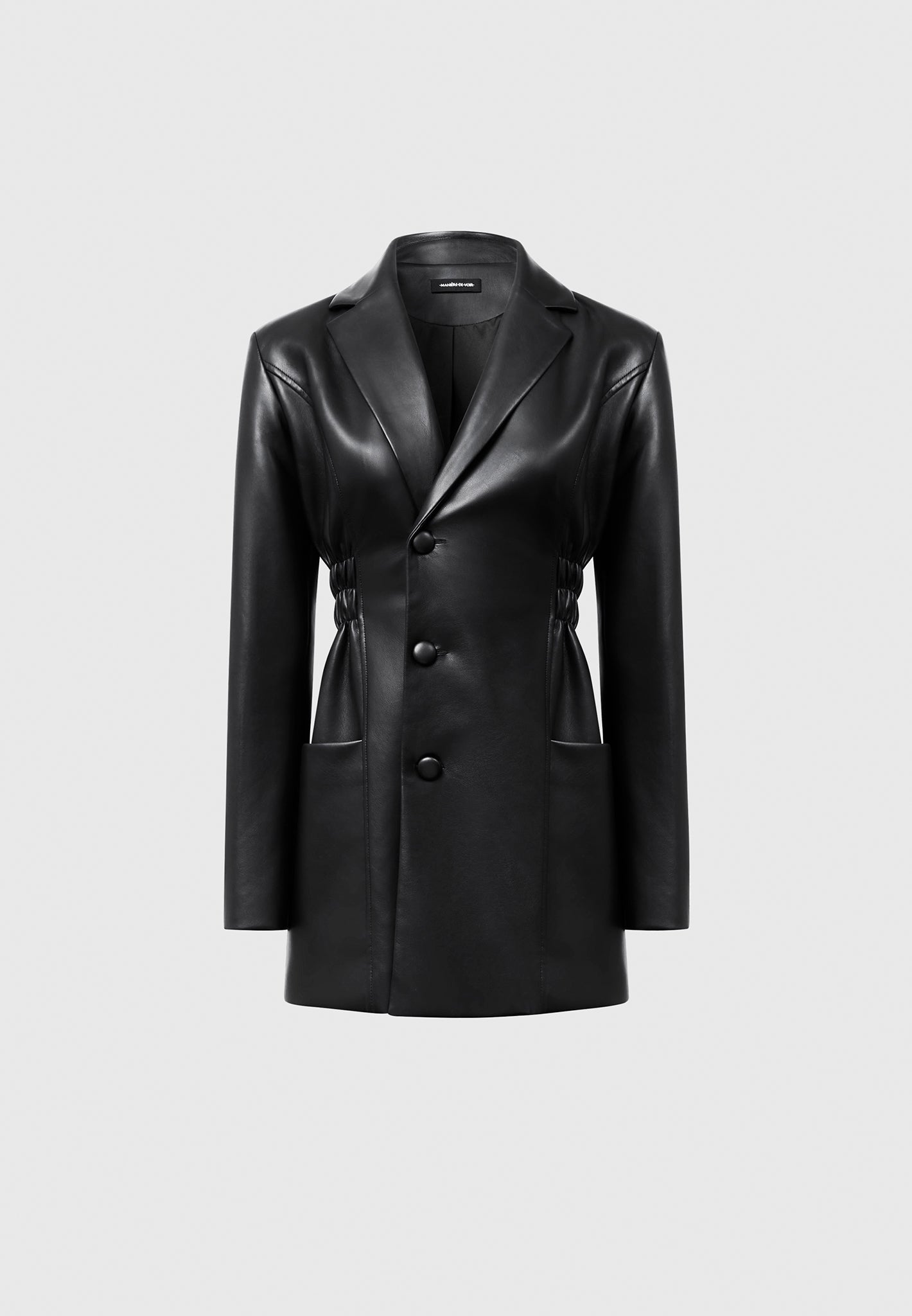 Vegan Leather Blazer Dress with Cinch Waist | Manière De Voir