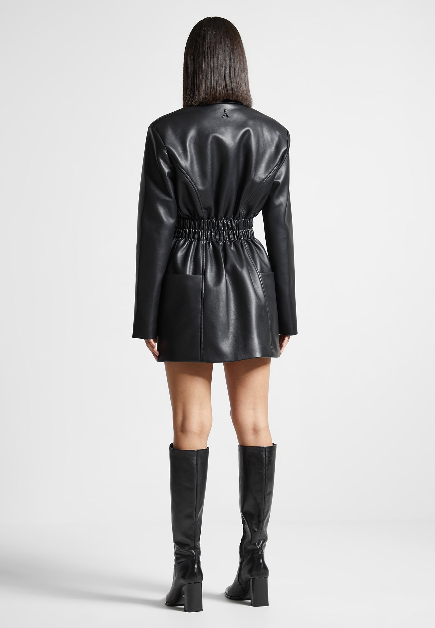 Vegan Leather Blazer Dress with Cinch Waist | Manière De Voir