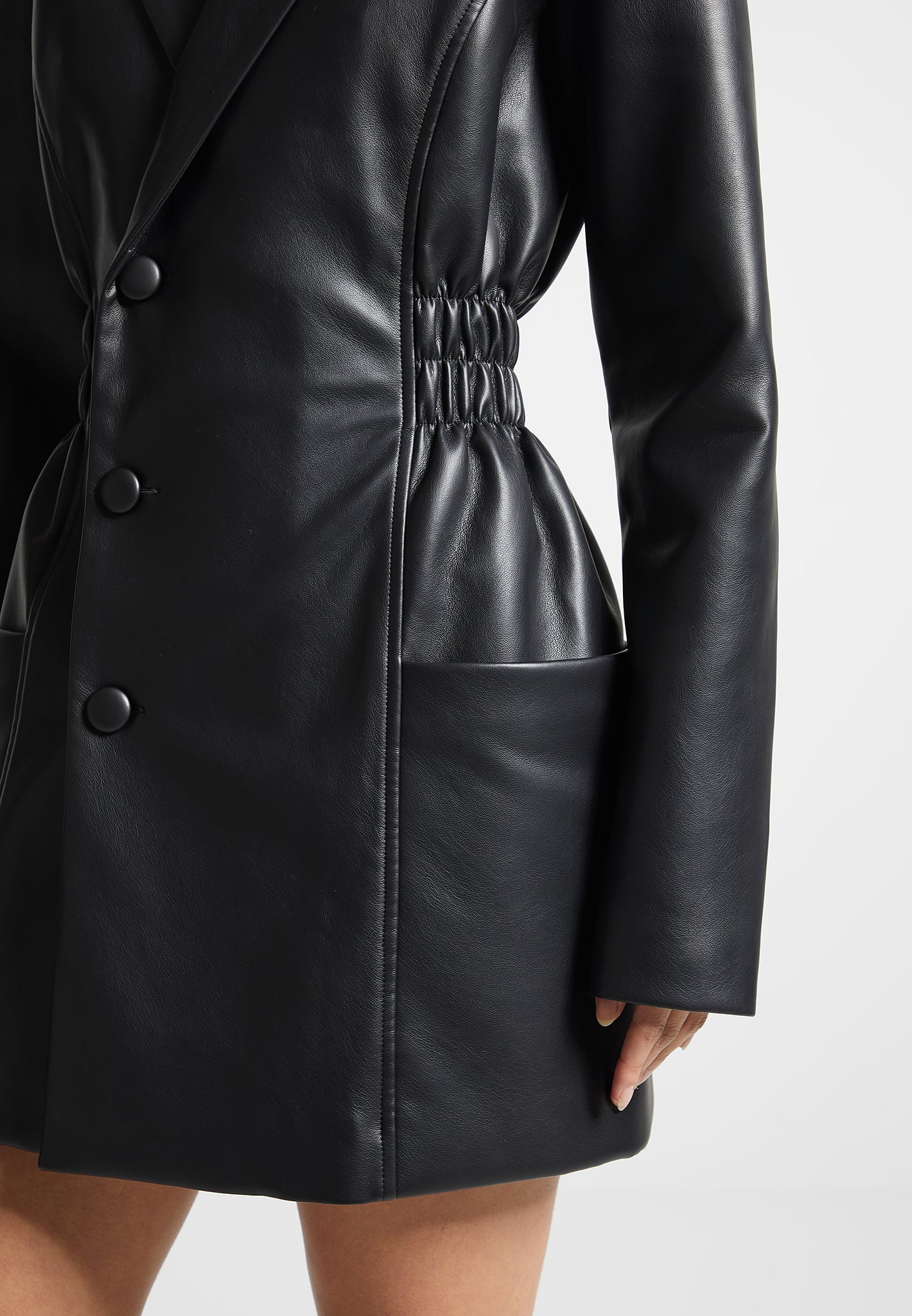 Vegan Leather Blazer Dress with Cinch Waist | Manière De Voir