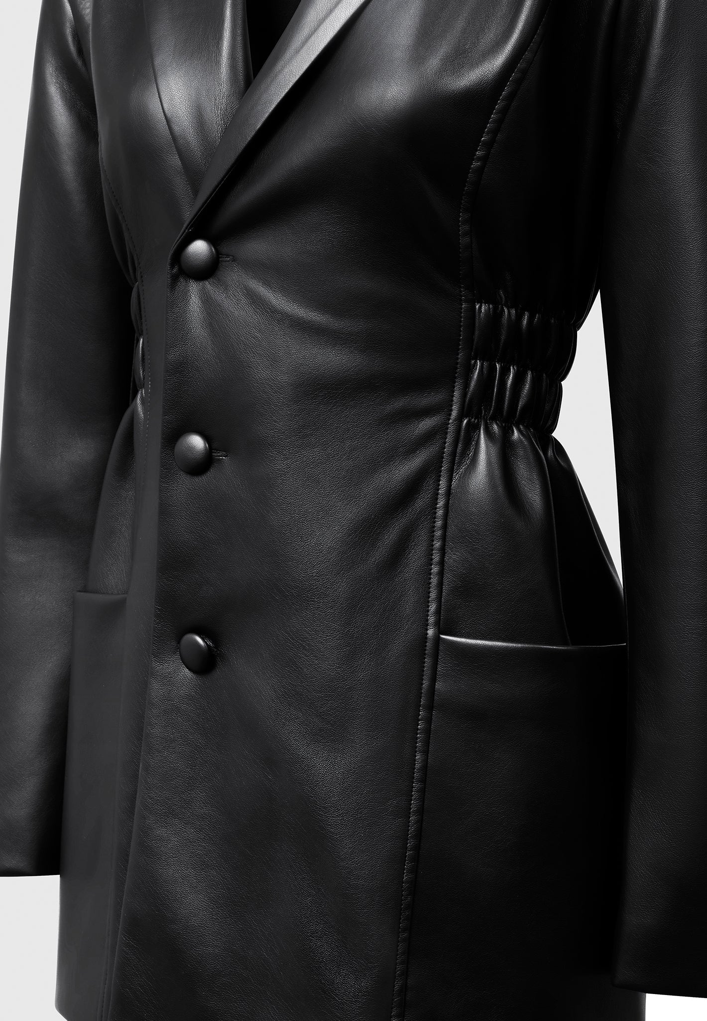 Vegan Leather Blazer Dress with Cinch Waist | Manière De Voir