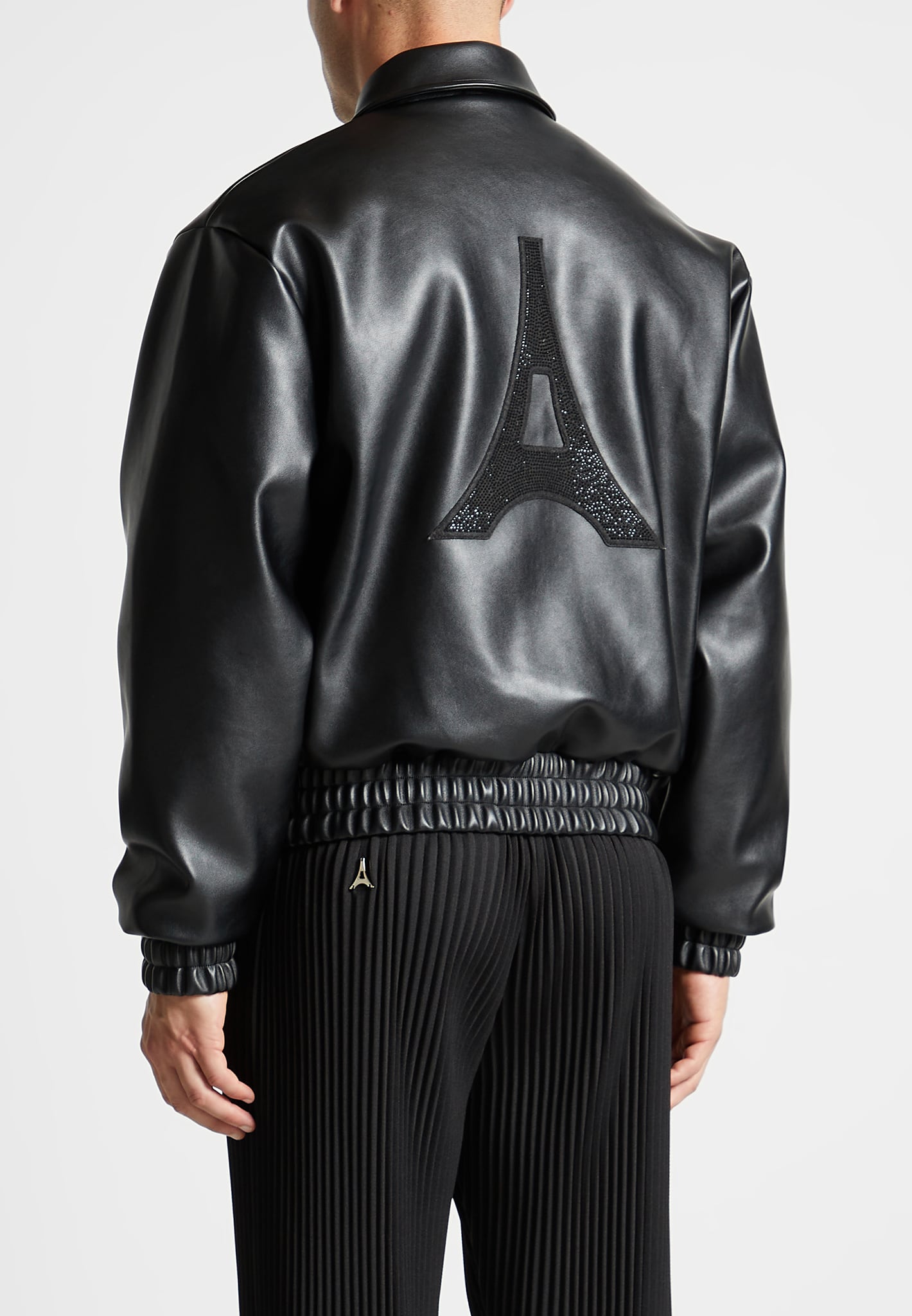 Rhinestone Varsity Jacket in Vegan Leather | Eiffel Design