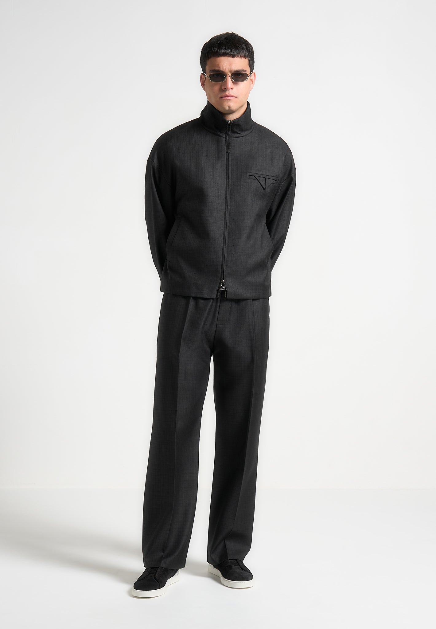 Elastic Waist Tailored Trousers with Adjustable Drawcord | Black