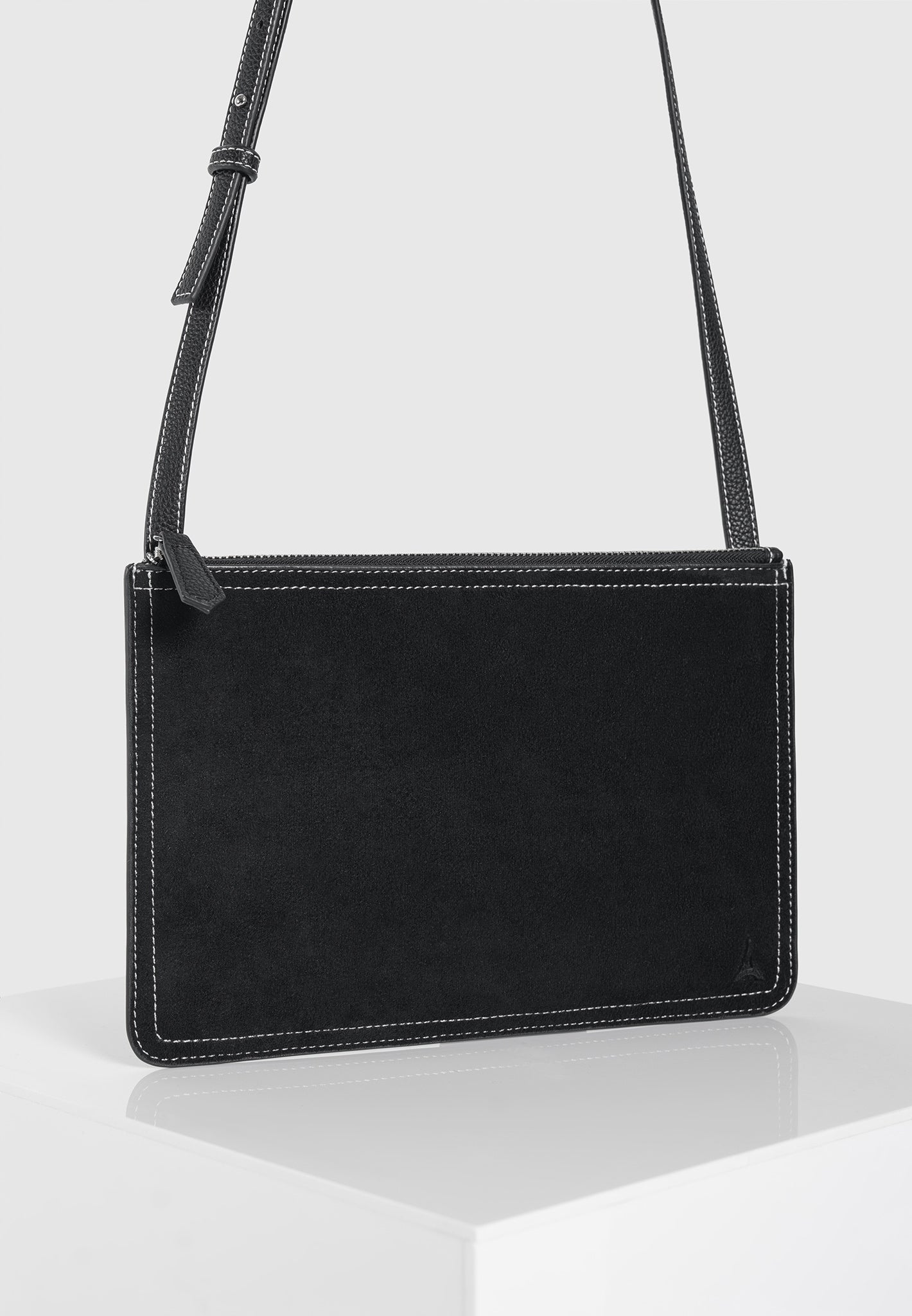 Vegan Suede Crossbody Bag with Contrast Stitching | Elio
