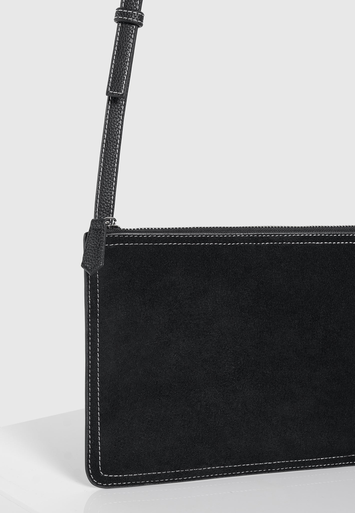 Vegan Suede Crossbody Bag with Contrast Stitching | Elio
