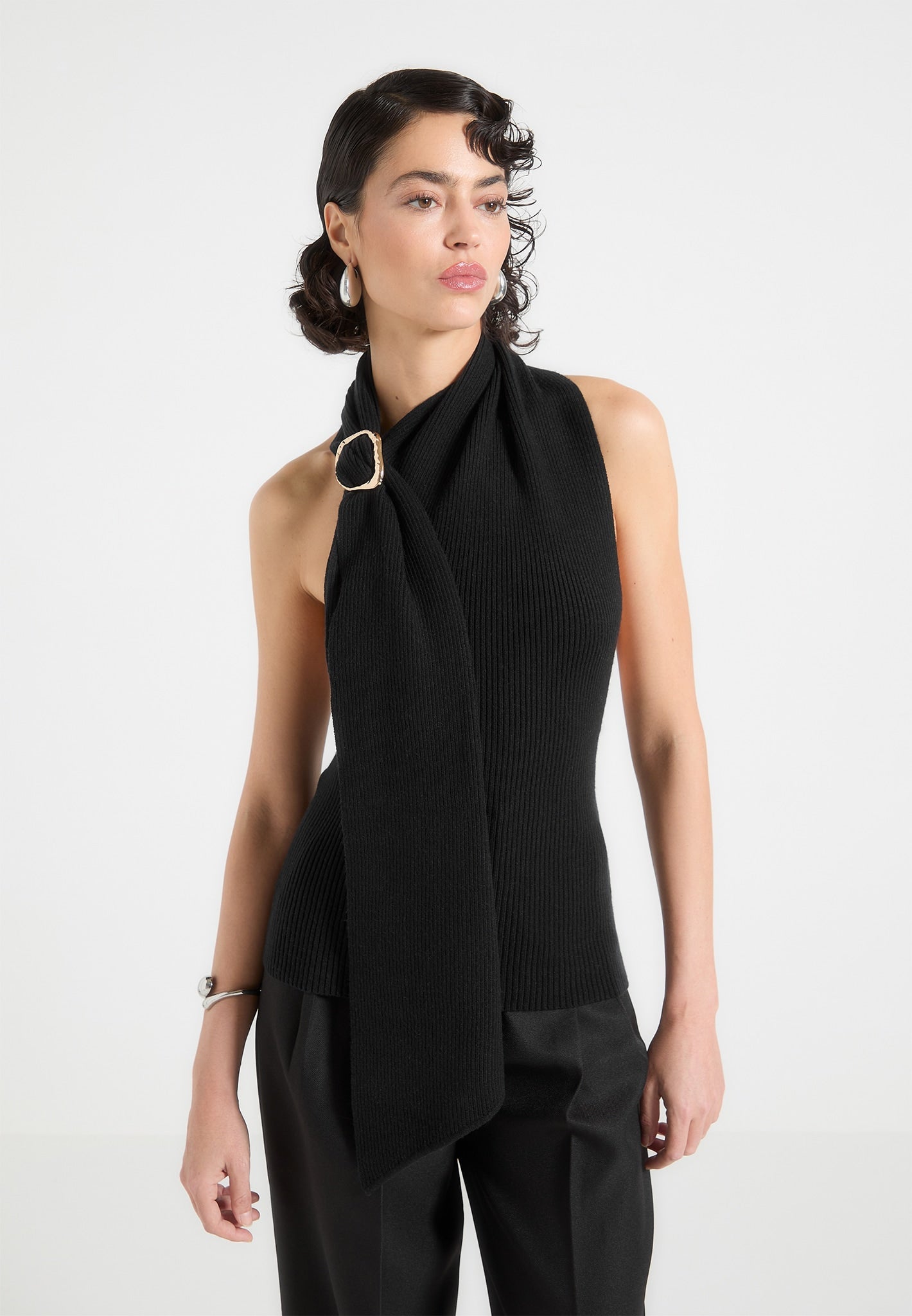 Knitted Draped Halterneck Top - Soft Non-Ich Yarn | Elodie