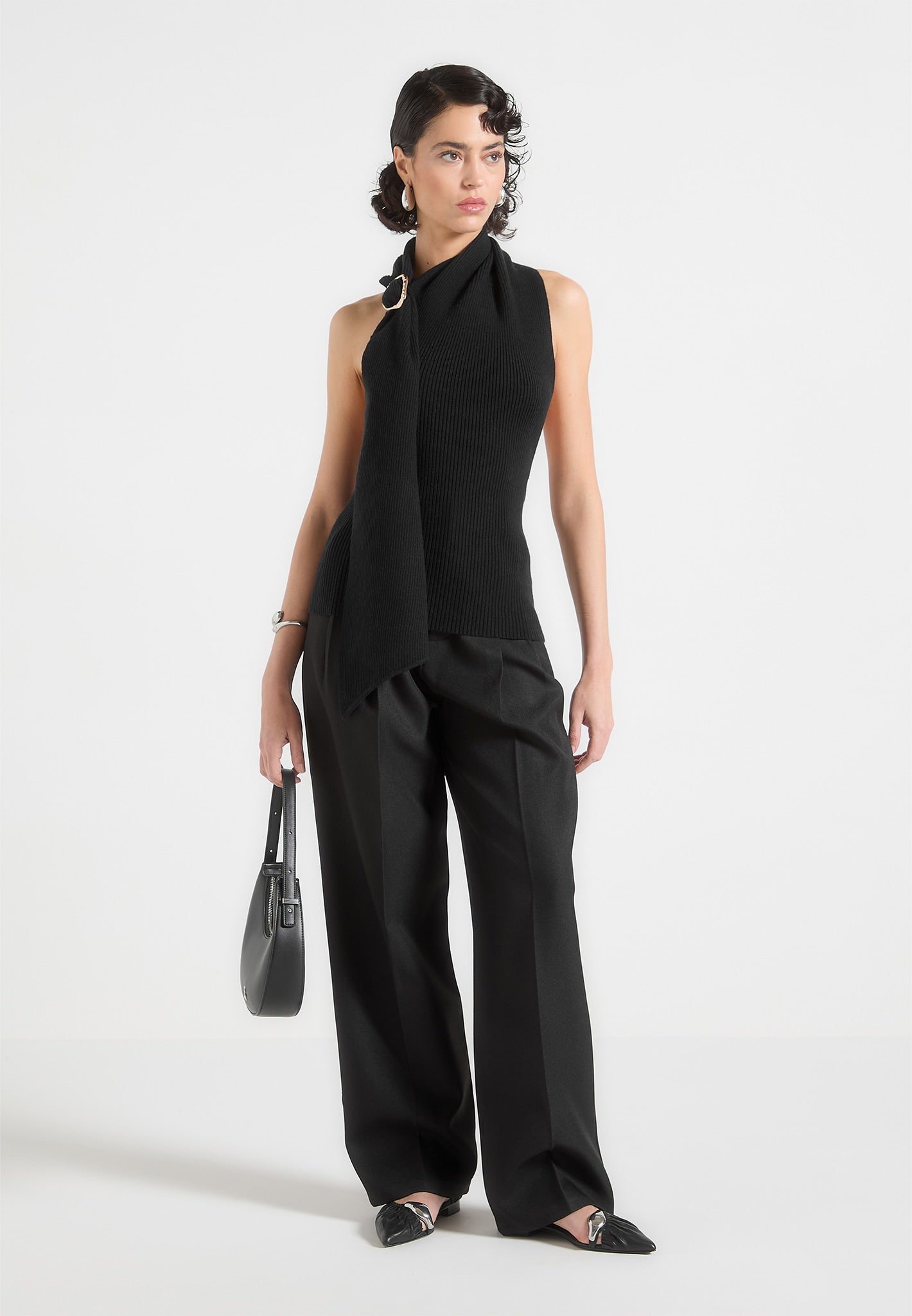 Knitted Draped Halterneck Top - Soft Non-Ich Yarn | Elodie