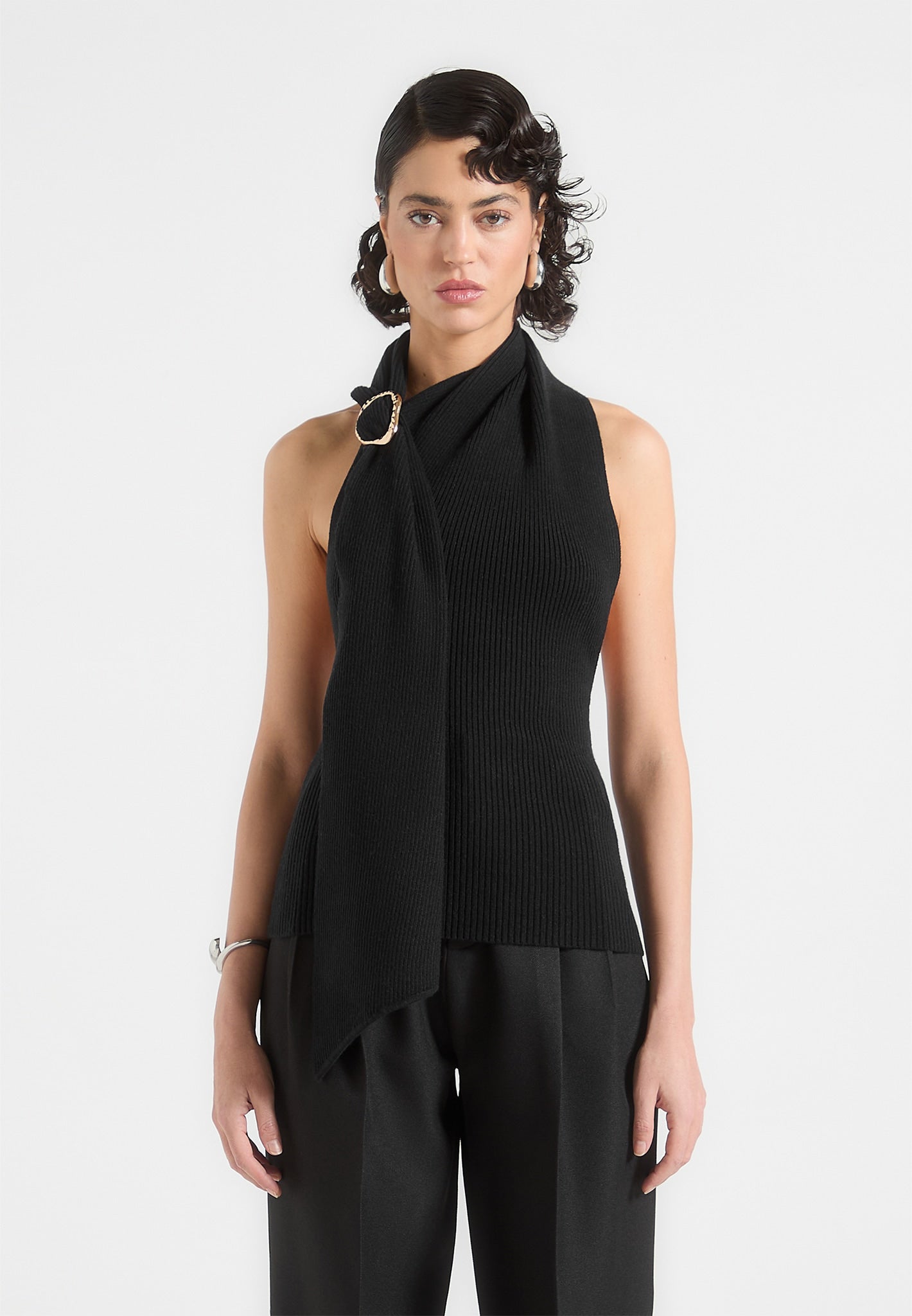 Knitted Draped Halterneck Top - Soft Non-Ich Yarn | Elodie
