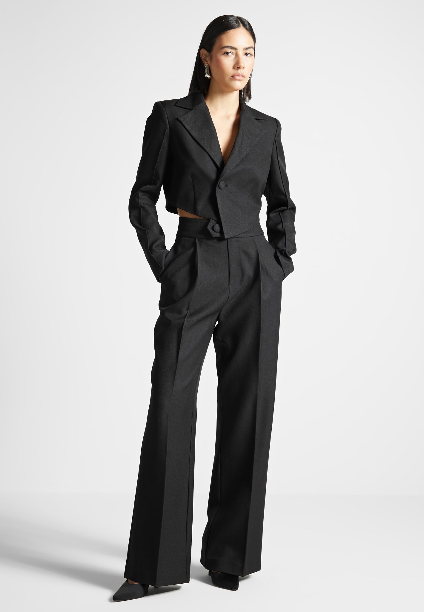 High Waisted Tailored Trousers for Women - Wide Leg & Pleated | Elsa