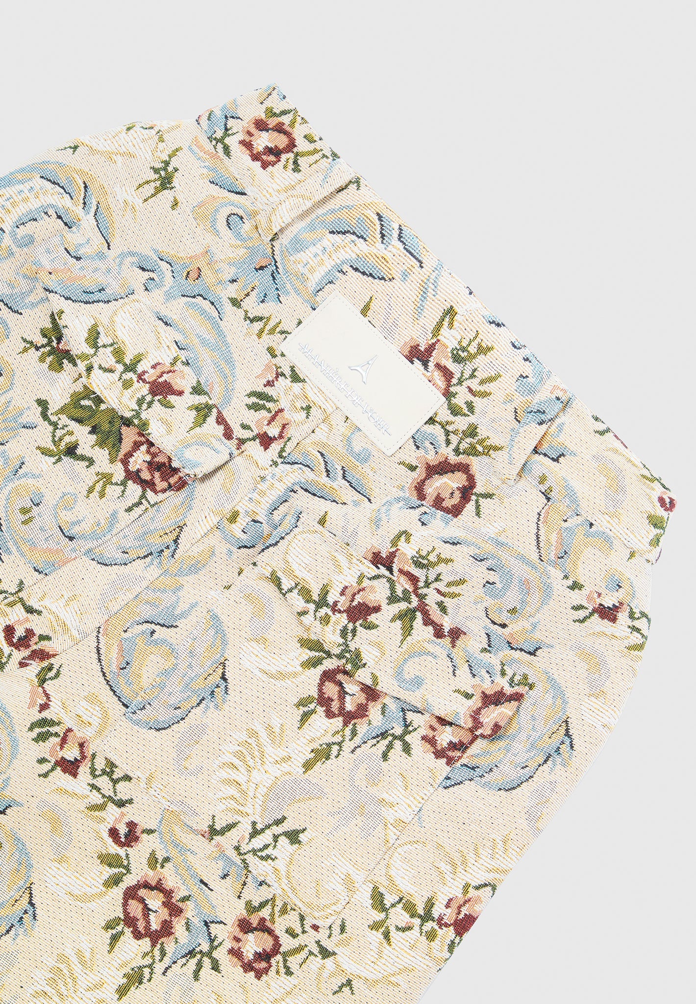 Floral Jacquard High Waisted Cargo Pants with 3D Pockets | Anne