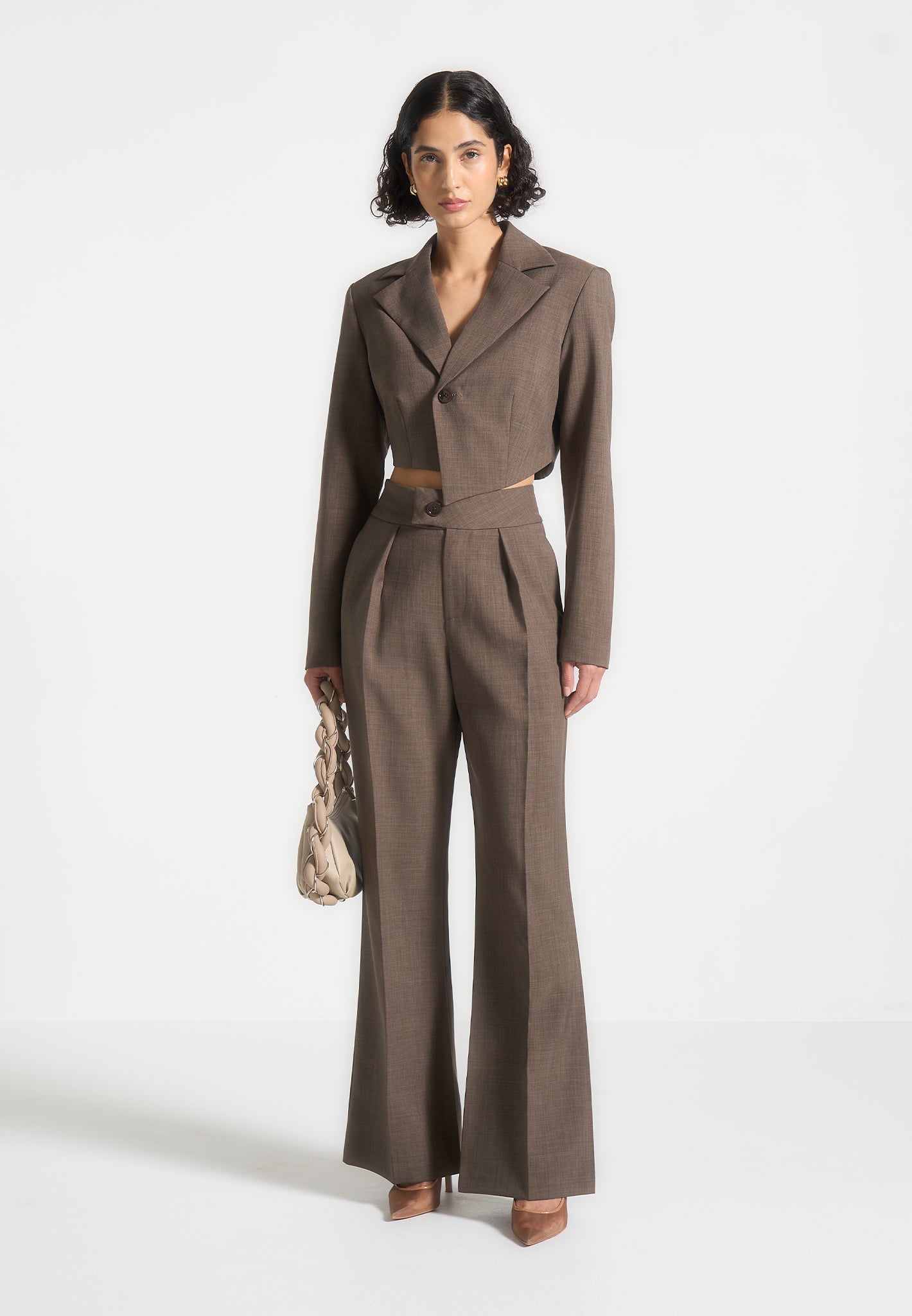 High Waisted Tailored Trousers for Women - Wide Leg & Pleat Detail | Elsa