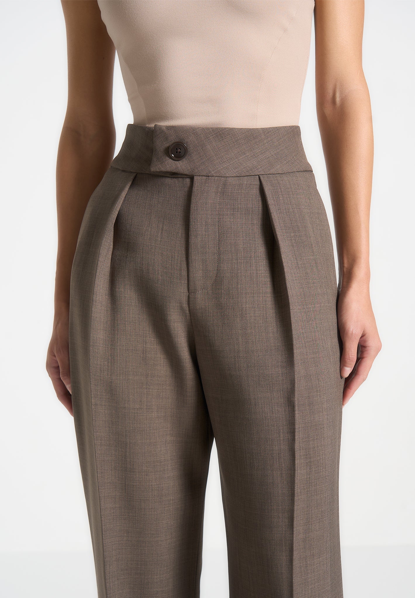 High Waisted Tailored Trousers for Women - Wide Leg & Pleat Detail | Elsa