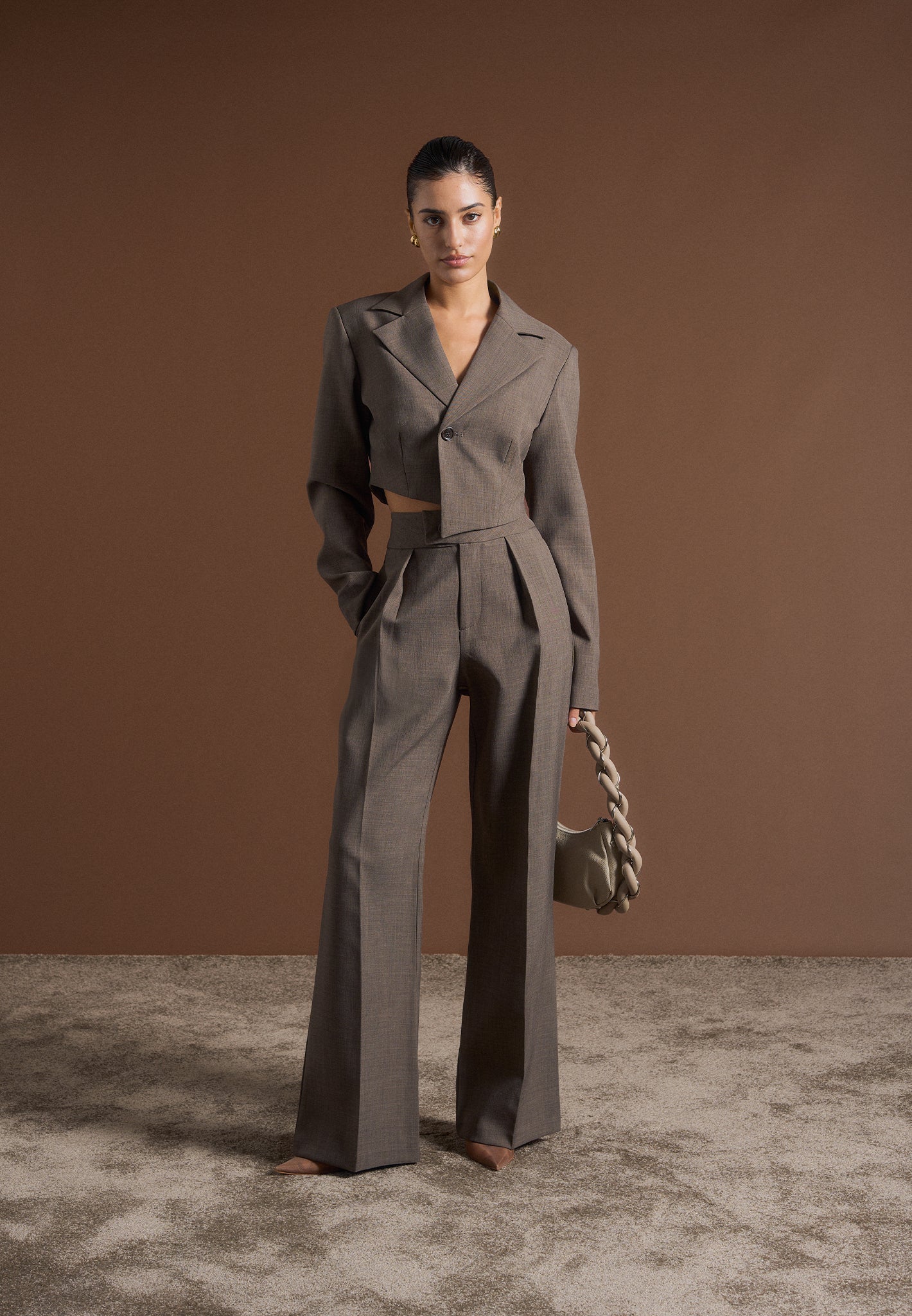 High Waisted Tailored Trousers for Women - Wide Leg & Pleat Detail | Elsa