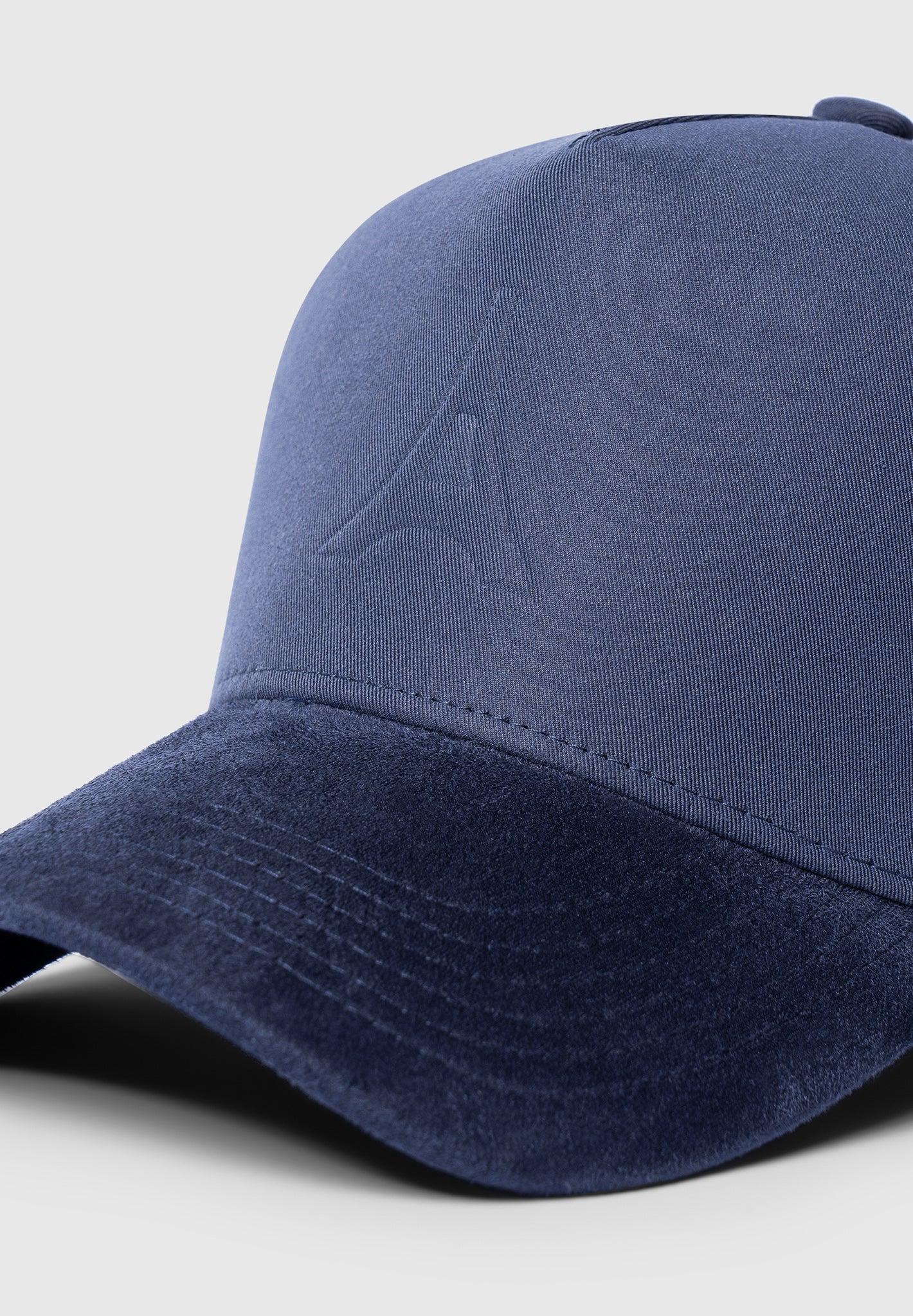 Embossed Eiffel Baseball Cap with Suede Visor | Navy