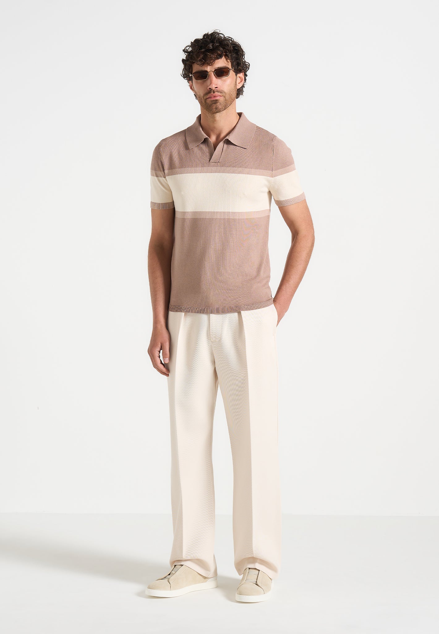 Color Block Polo Shirt for Men - Soft Knit & V-Neck | Enzo