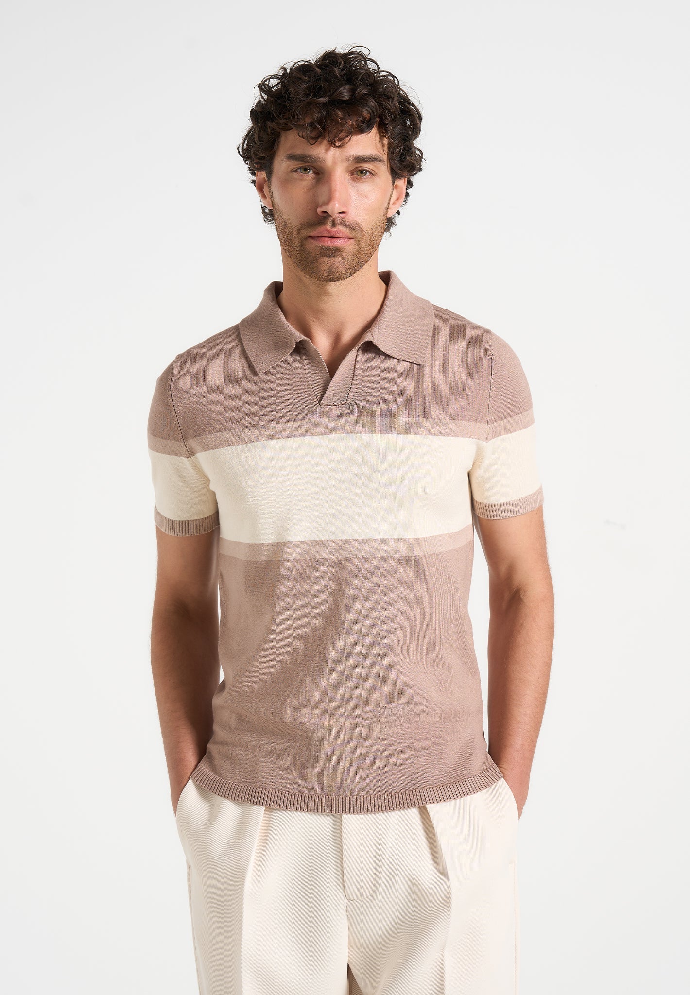 Color Block Polo Shirt for Men - Soft Knit & V-Neck | Enzo