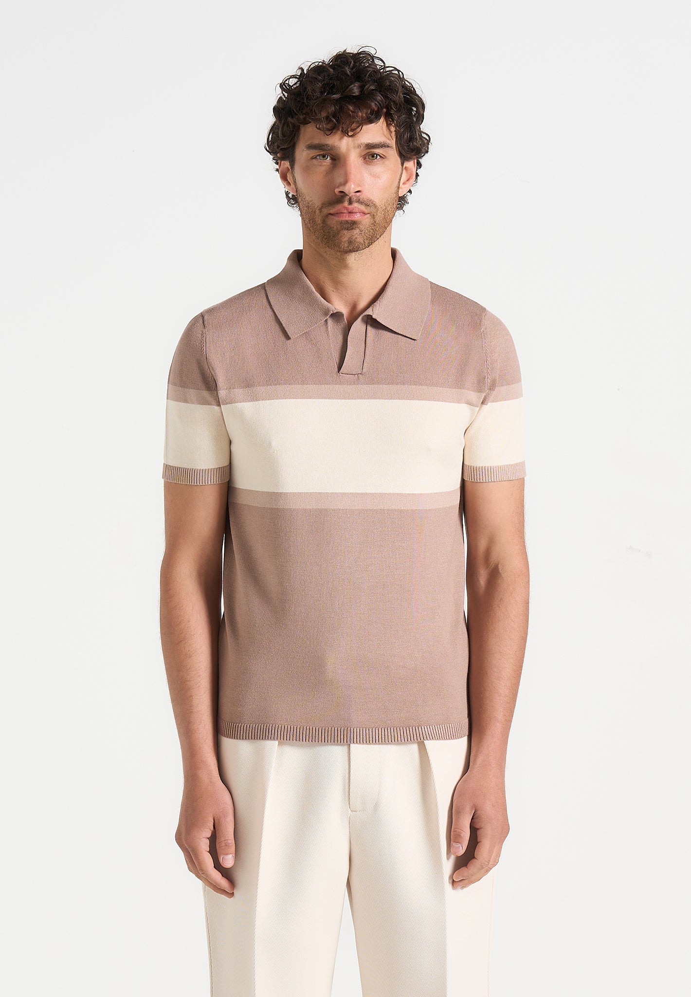 Color Block Polo Shirt for Men - Soft Knit & V-Neck | Enzo