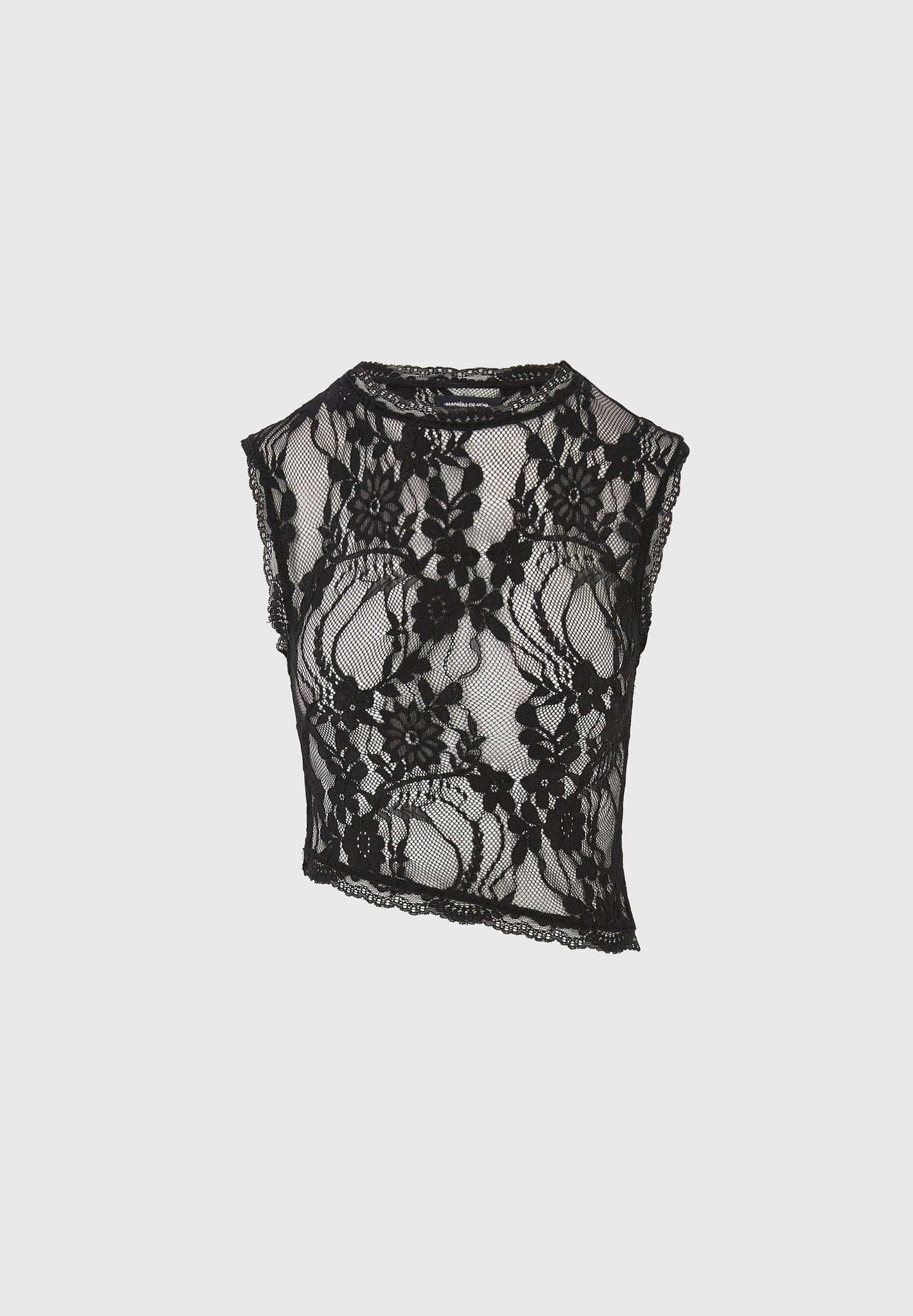 Lace Asymmetric Top with Scalloped Edges & Bandeau Lining | Eugenie