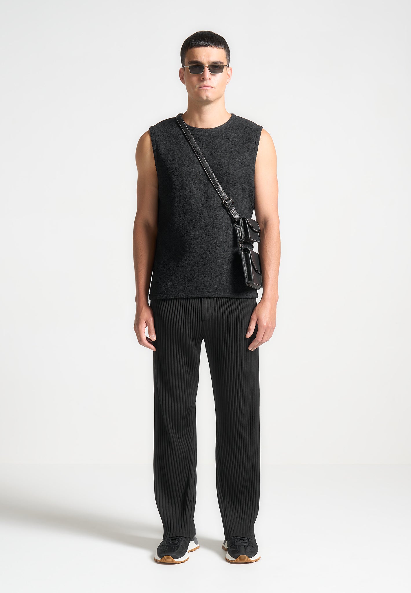 Boucle Boxy Vest for Women - Black Sleeveless & Relaxed Fit | Fabien