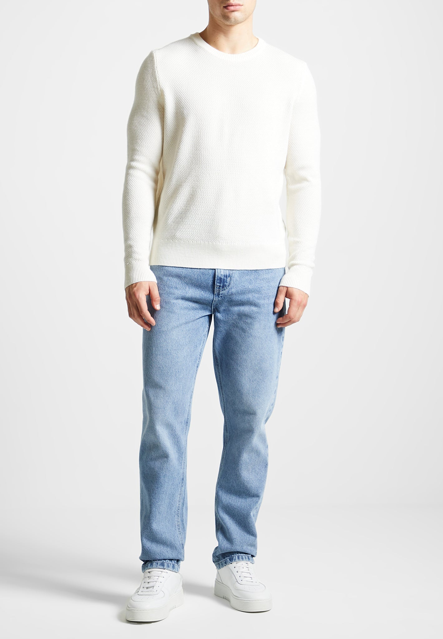Textured Wool Blend Jumper with Ribbed Hem & Cuffs | Éternel
