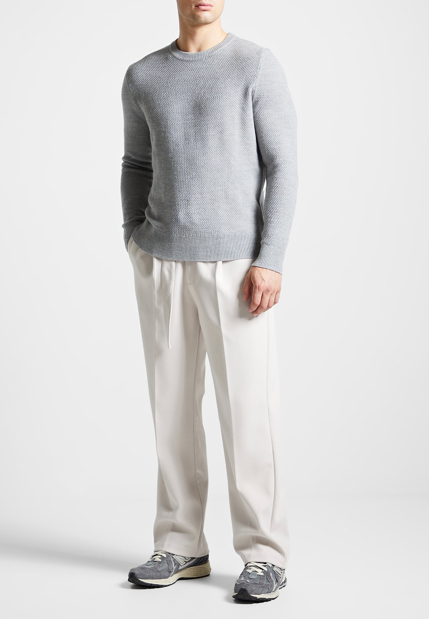 Textured Wool Blend Jumper for Men | Éternel Grey Knit
