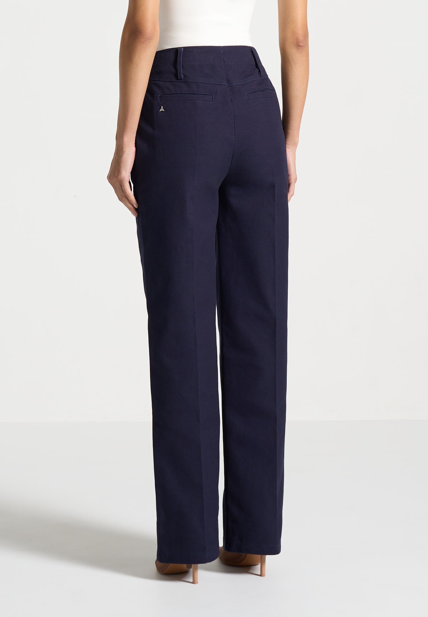Creased Gabardine Trousers with Pleat Detailing & High Waist | Gabrielle