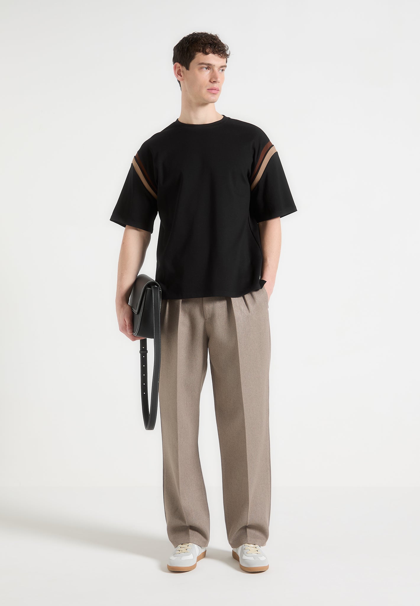 Varsity T-Shirt with Contrast Panels & Relaxed Fit | Manière De Voir