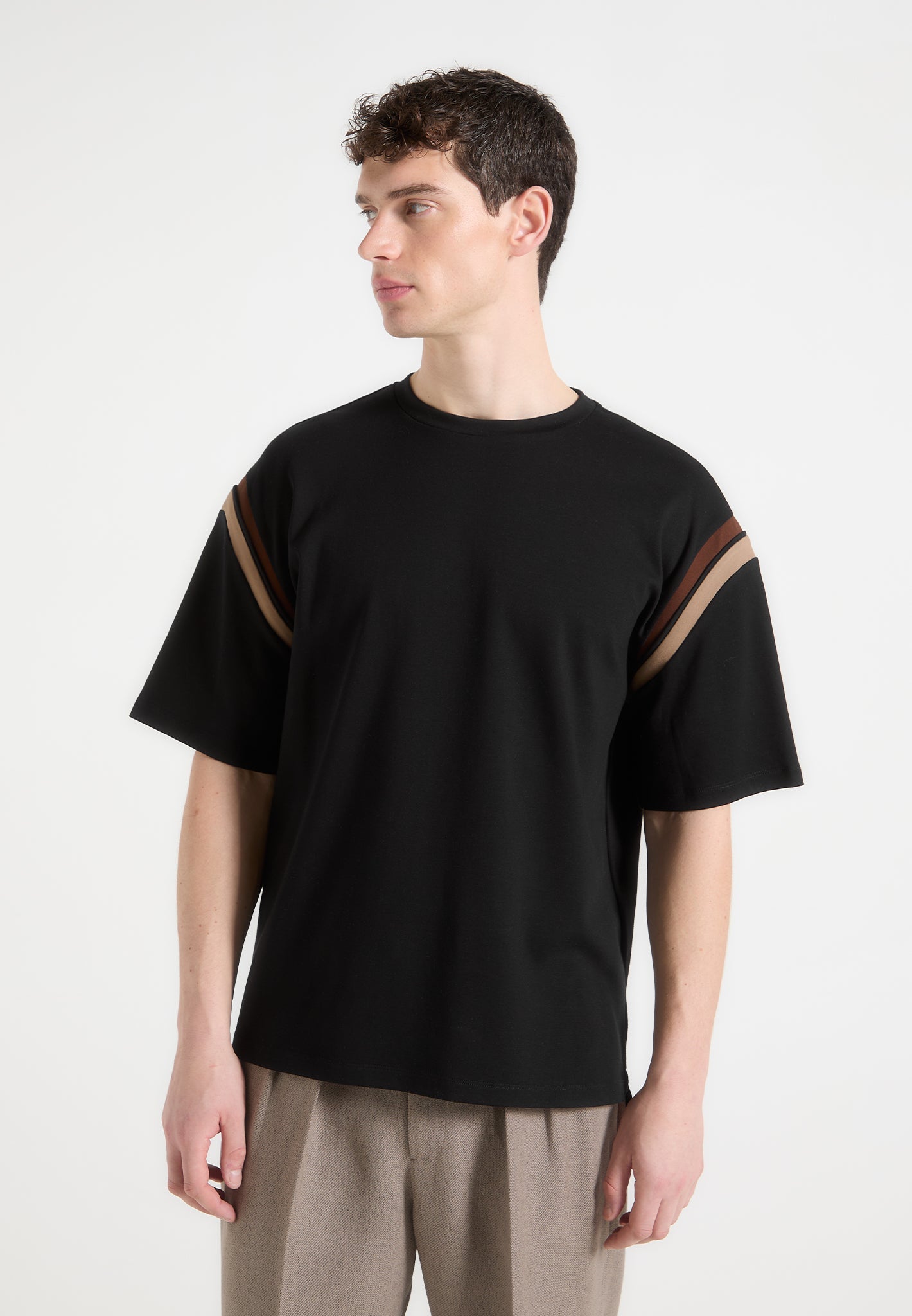 Varsity T-Shirt with Contrast Panels & Relaxed Fit | Manière De Voir