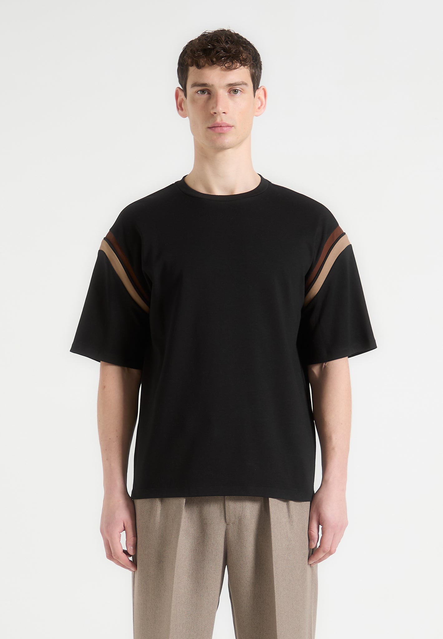Varsity T-Shirt with Contrast Panels & Relaxed Fit | Manière De Voir