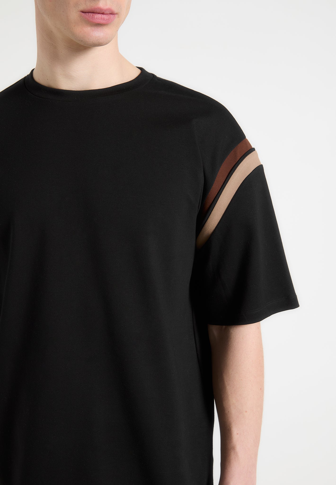 Varsity T-Shirt with Contrast Panels & Relaxed Fit | Manière De Voir